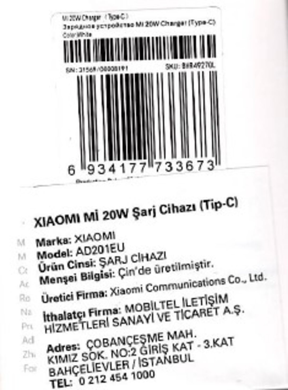 Xiaomi Mi 20W Type-C Şarj Adaptörü