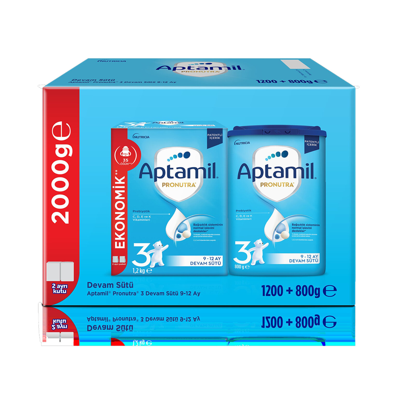 Aptamil Pronutra 3 Devam Sütü 9-12 Ay 1.200+800 G - Görsel 1