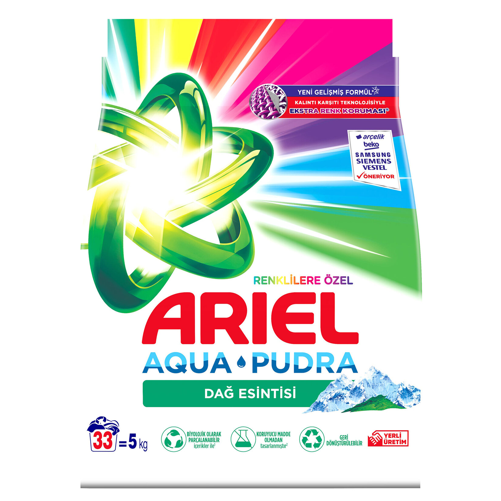 Ariel Dağ Esintisi Renklilere Özel 5 kg AquaPudra Toz Çamaşır Deterjanı