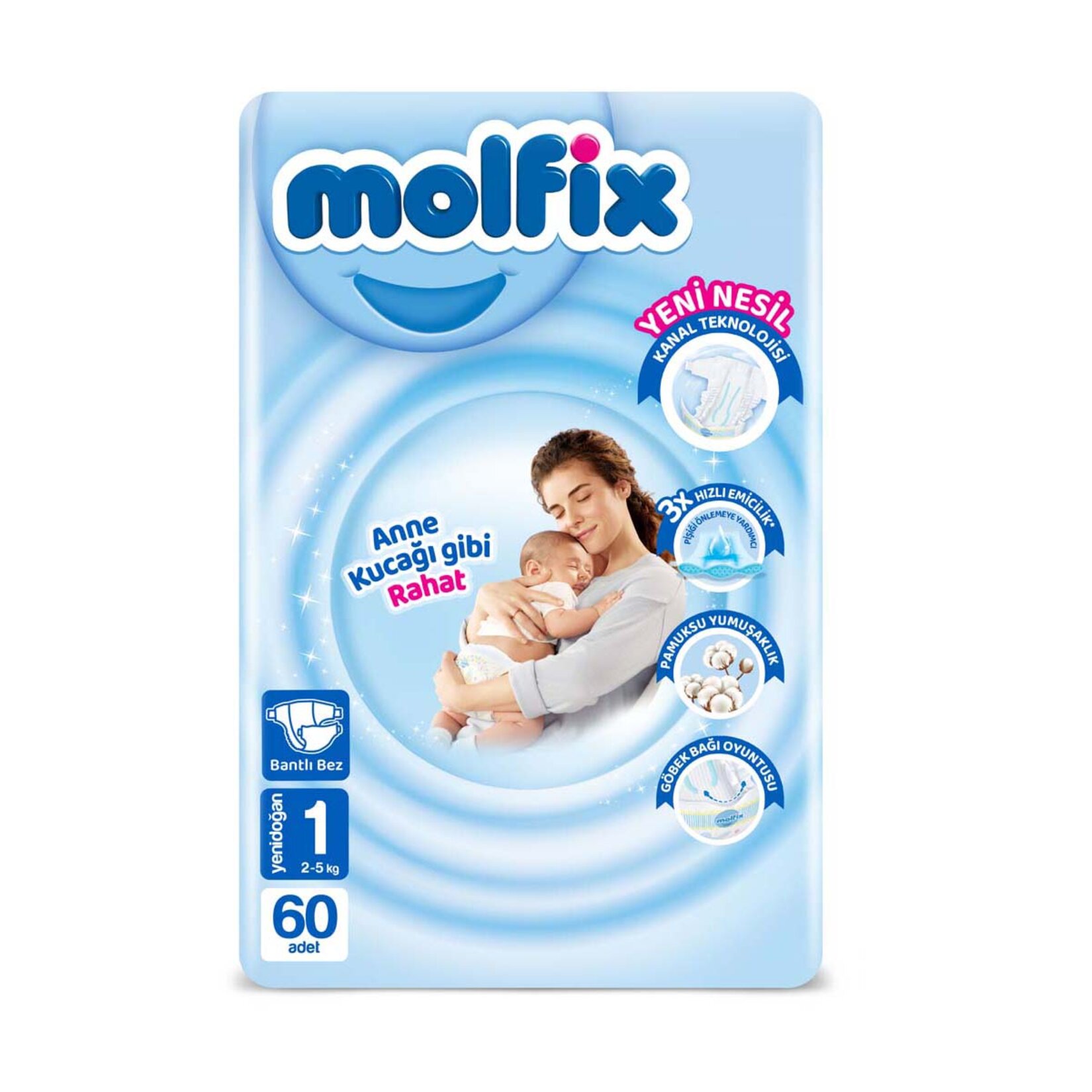 Molfix Avantajlı Paket 1 Beden Yenidoğan 2-5 Kg 60'lı