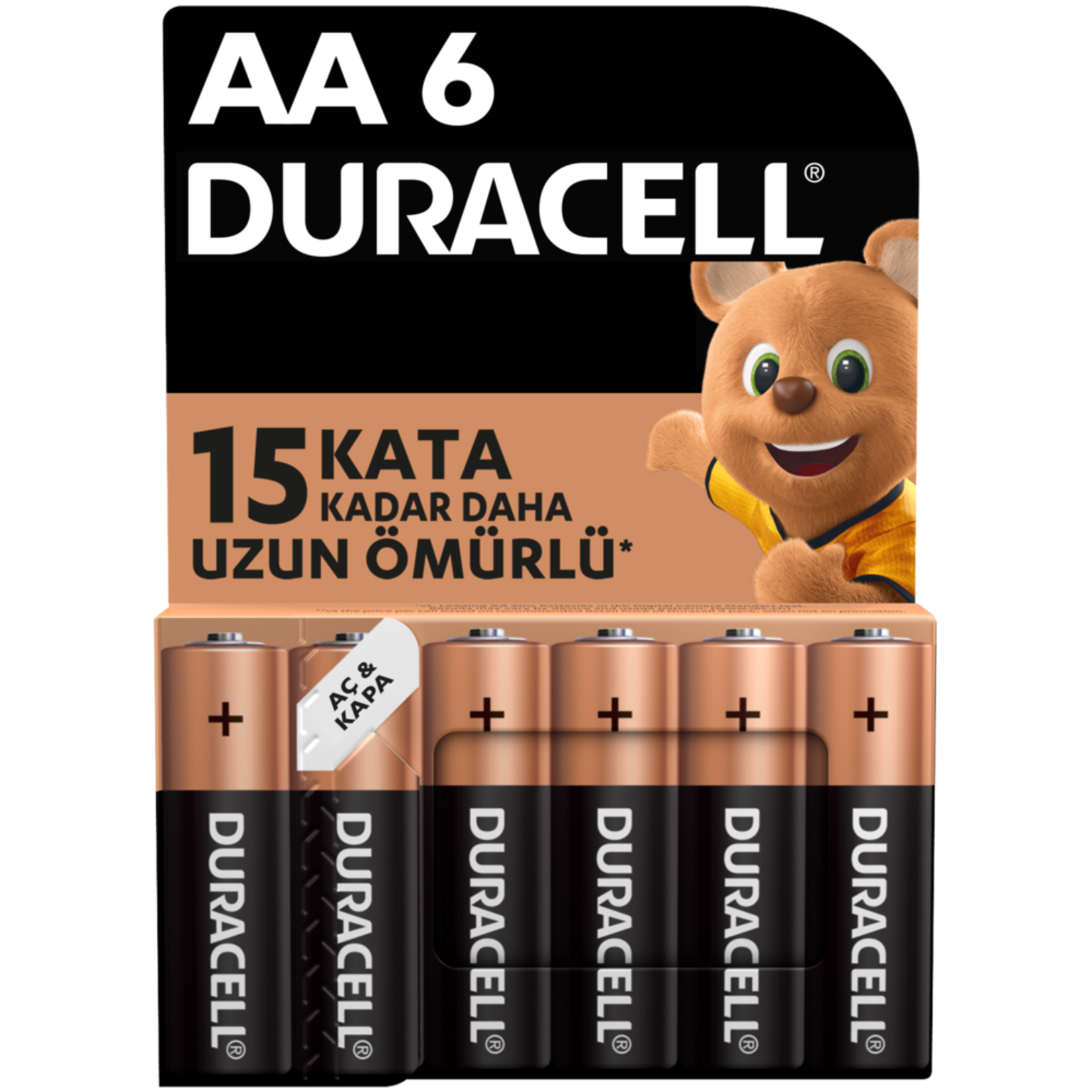 Duracell Alkalin AA Kalem Pil 1,5 V (LR6 / MN1500) 6'lı Paket - Görsel 1