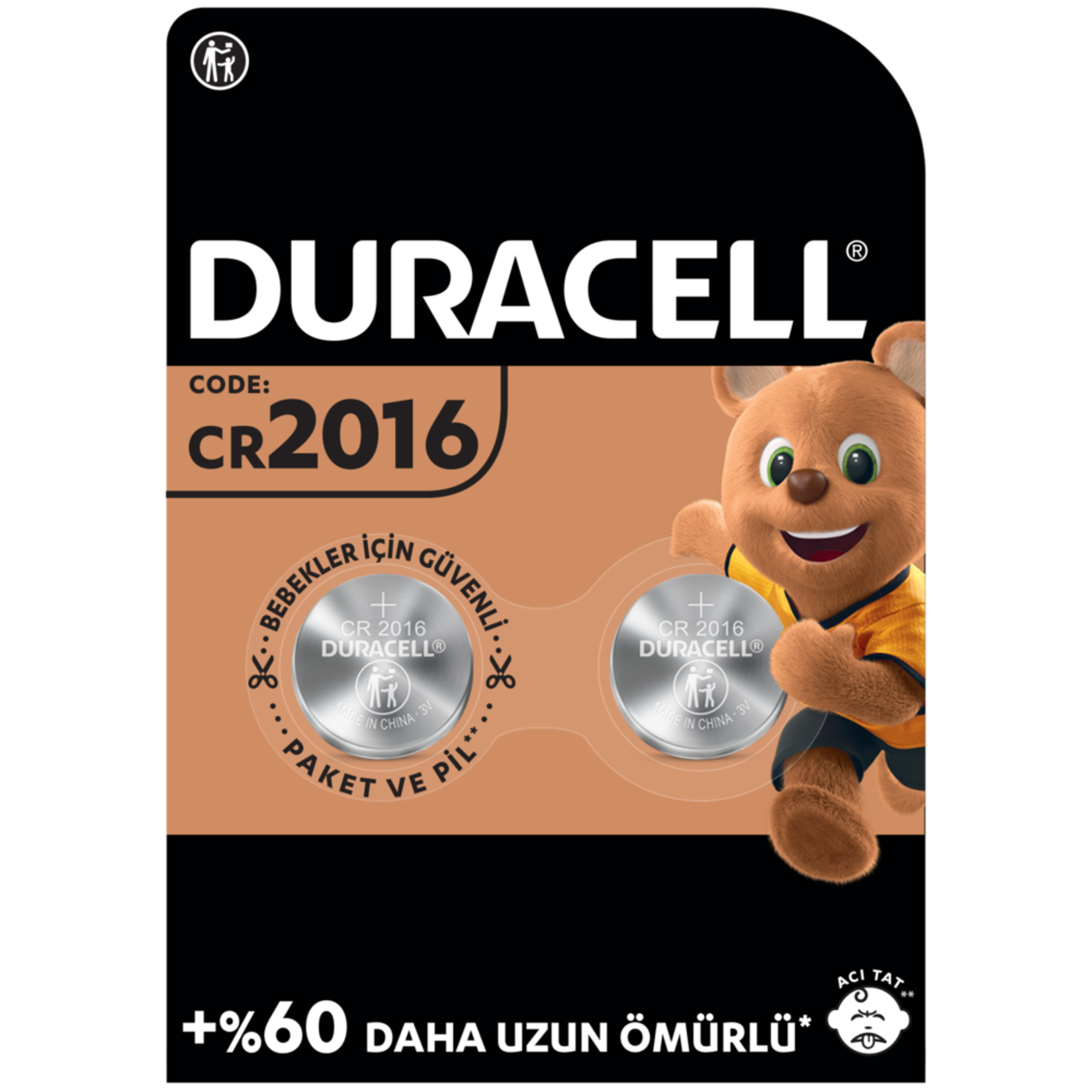 Duracell Özel 2016 Lityum Düğme Pil 3V (CR2016) 2’li Paket - Görsel 1