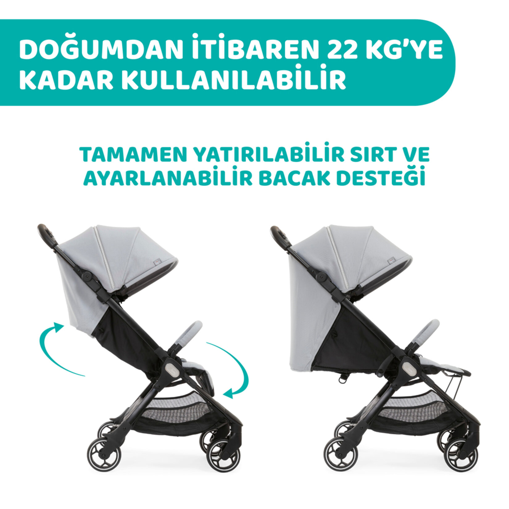 Chicco We Bebek Arabası Cool Grey - Görsel 3