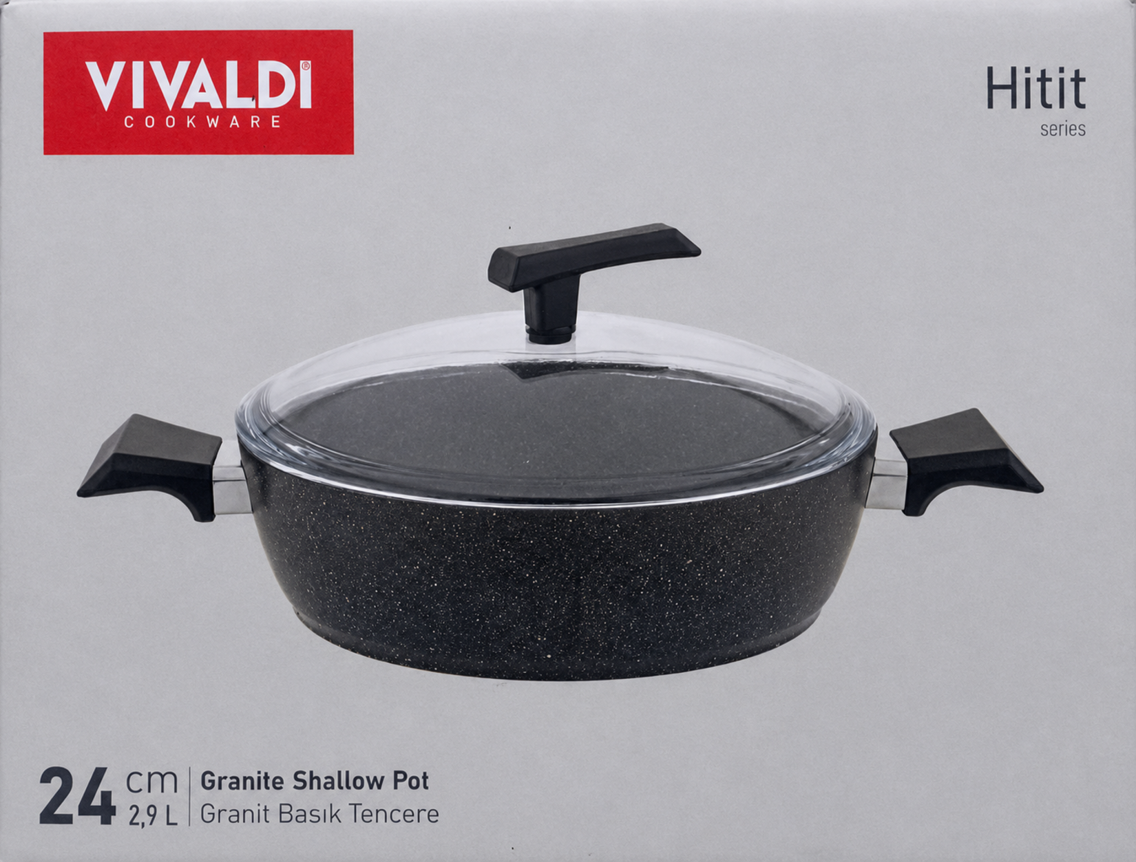 Vivaldi Hitit Granit Basık Tencere 4 Mm 24 Cm