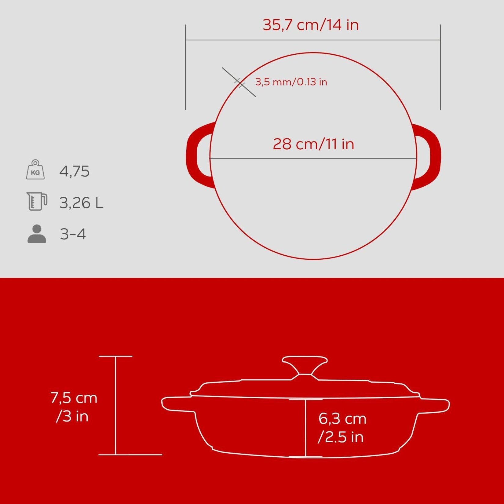 Lava 28 Cm Döküm Karnıyarık Tencere Kırmızı - Görsel 2