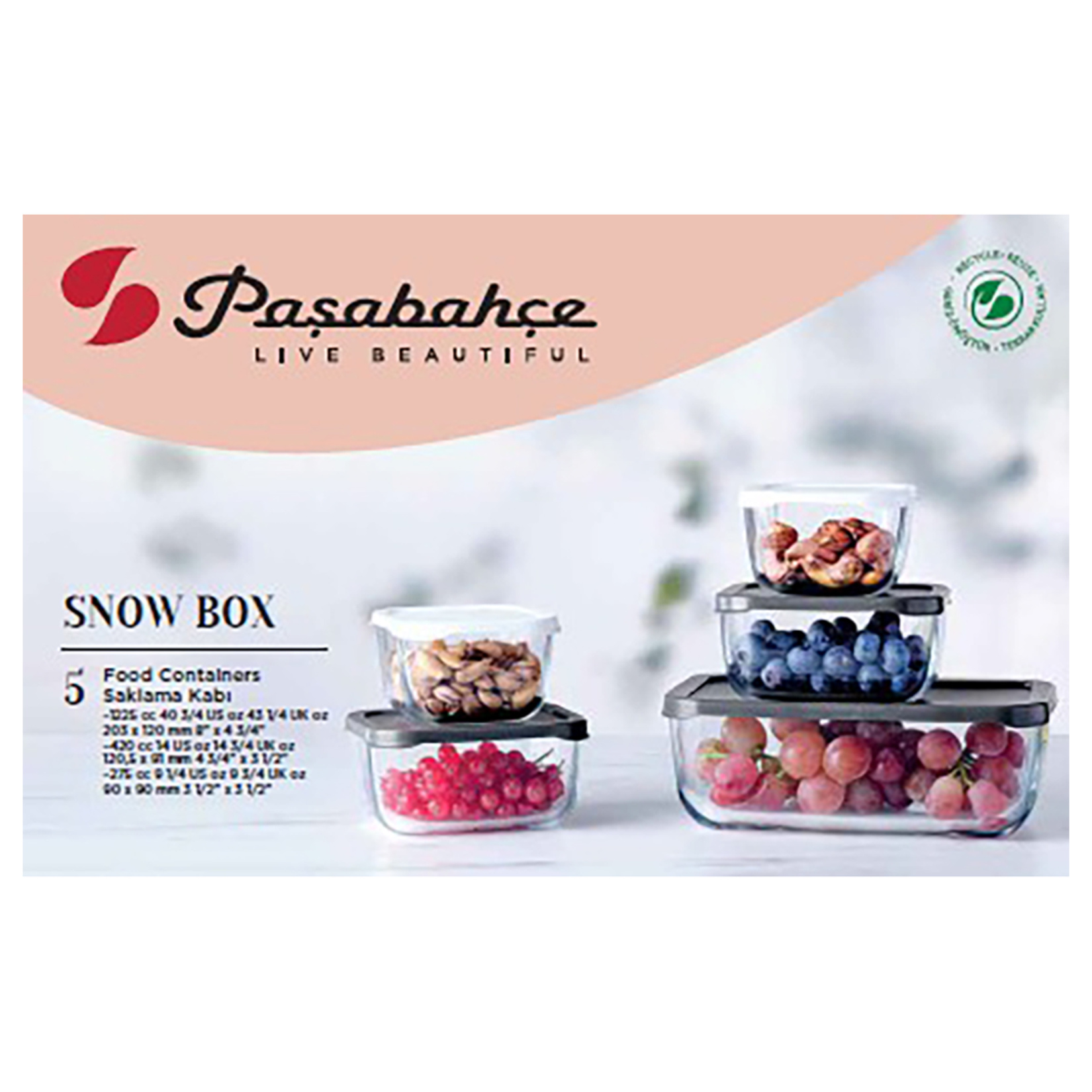 Paşabahçe Snow Box 5 Parça Saklama Takımı