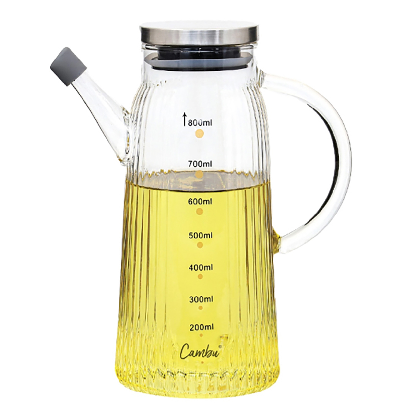 Ckc Metal Kapaklı Çizgili Cam Yağlık 800 Ml