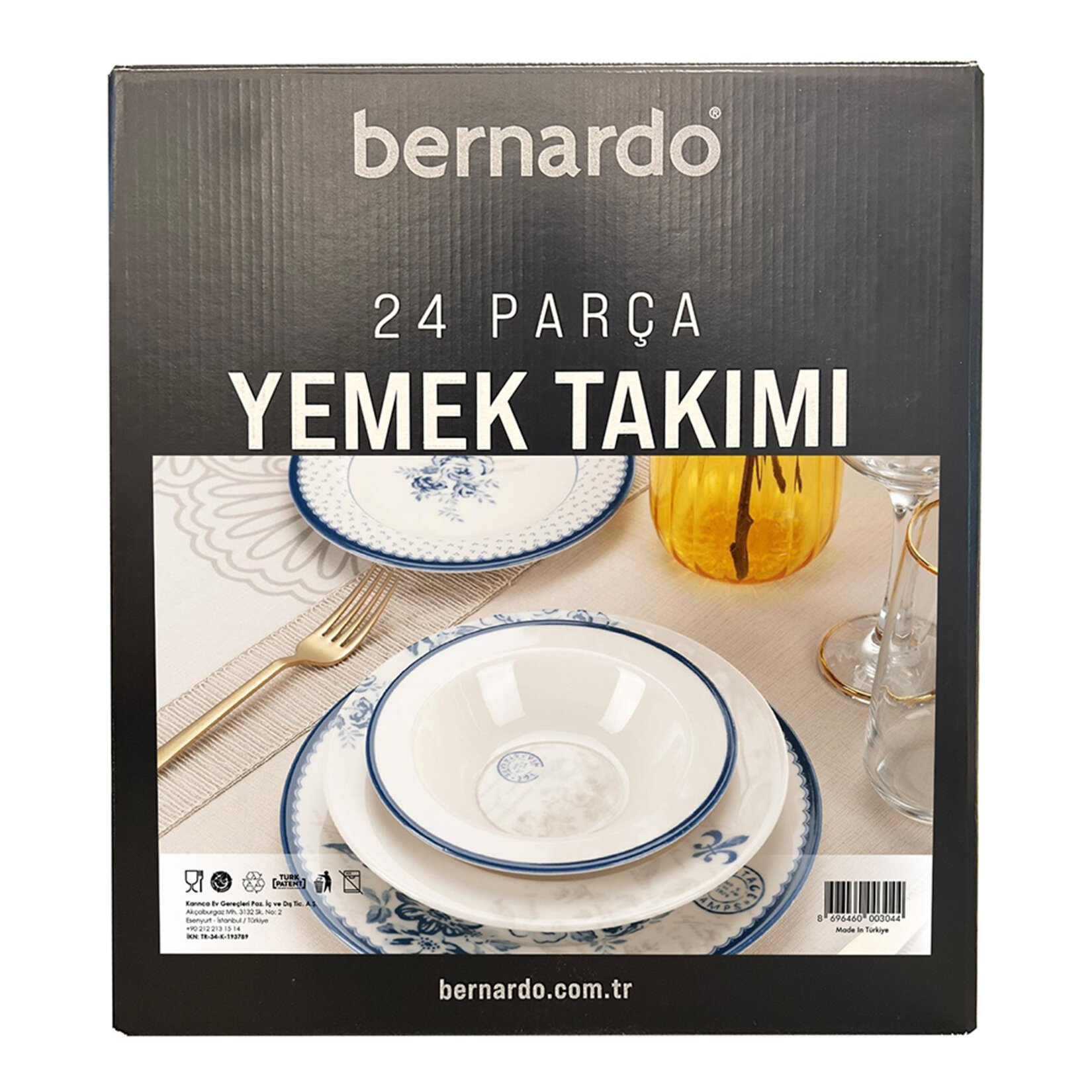 Bernardo 24 Parça Porselen Yemek Takımı Mavi
