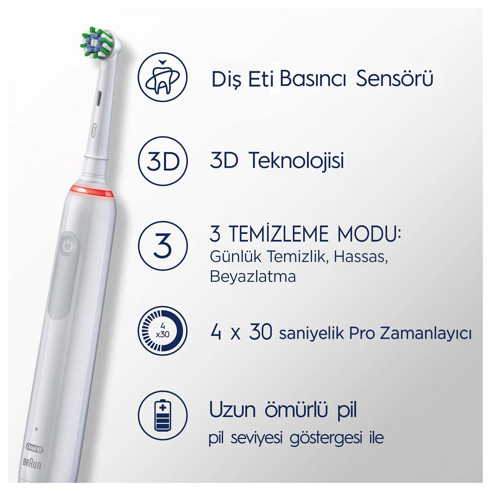 Oral-b Pro 3500 Şarjlı Diş Fırçası Beyaz + Seyehat Kabı - Görsel 2