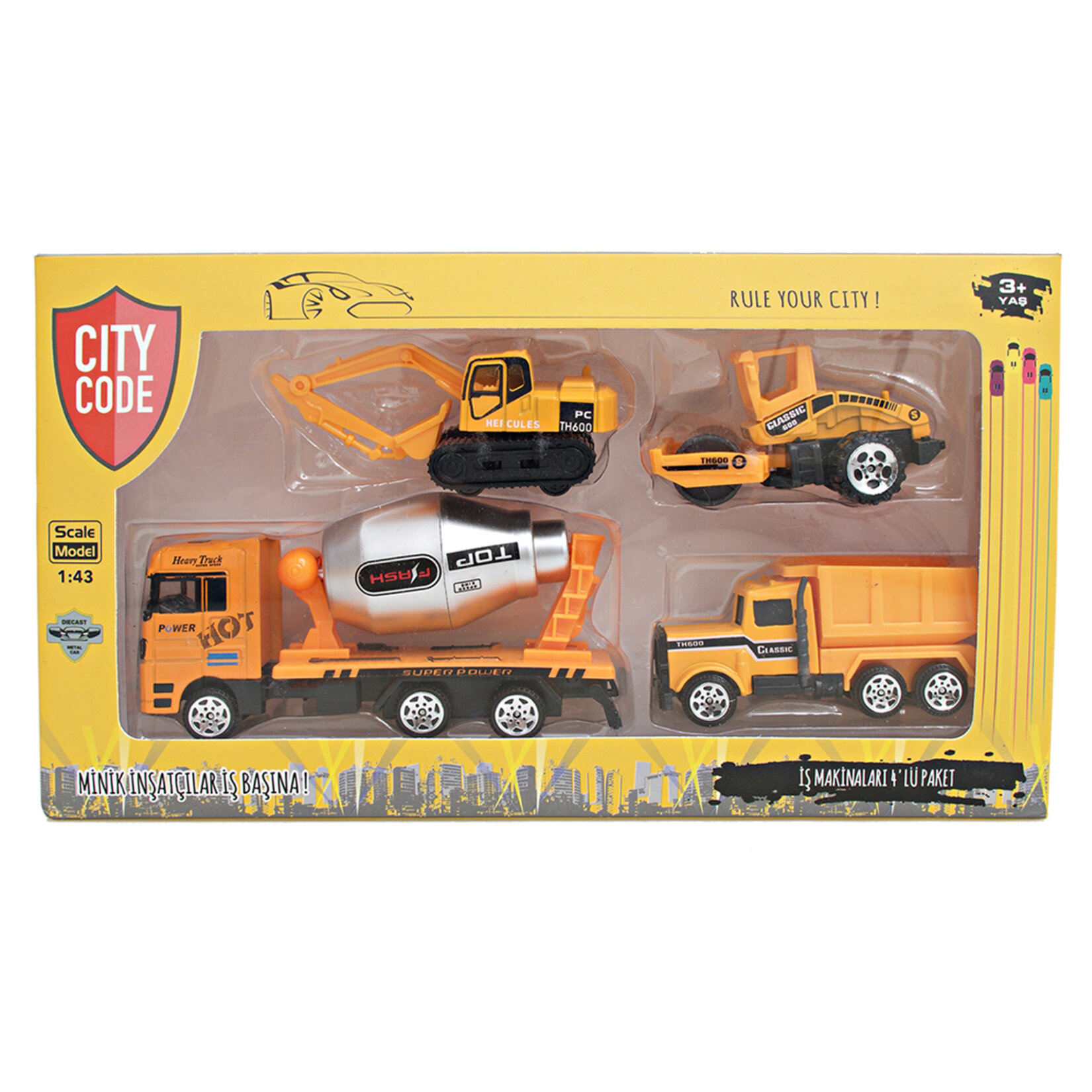 Citycode Die-Cast 1:43 İş Makineleri 4'lü Paket - Görsel 3