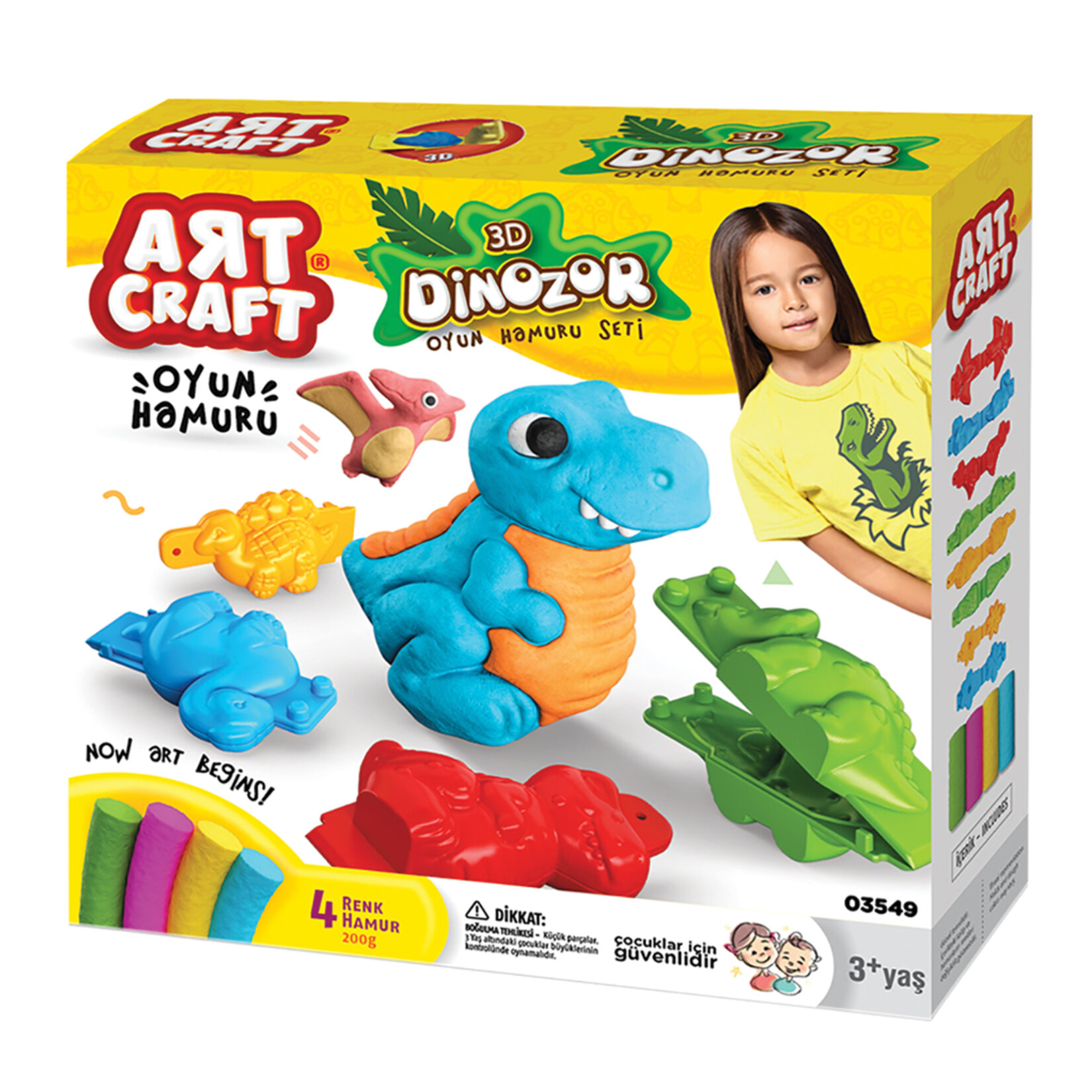 Art Craft 3D Dinozor Hamur Set 200 G - Görsel 1