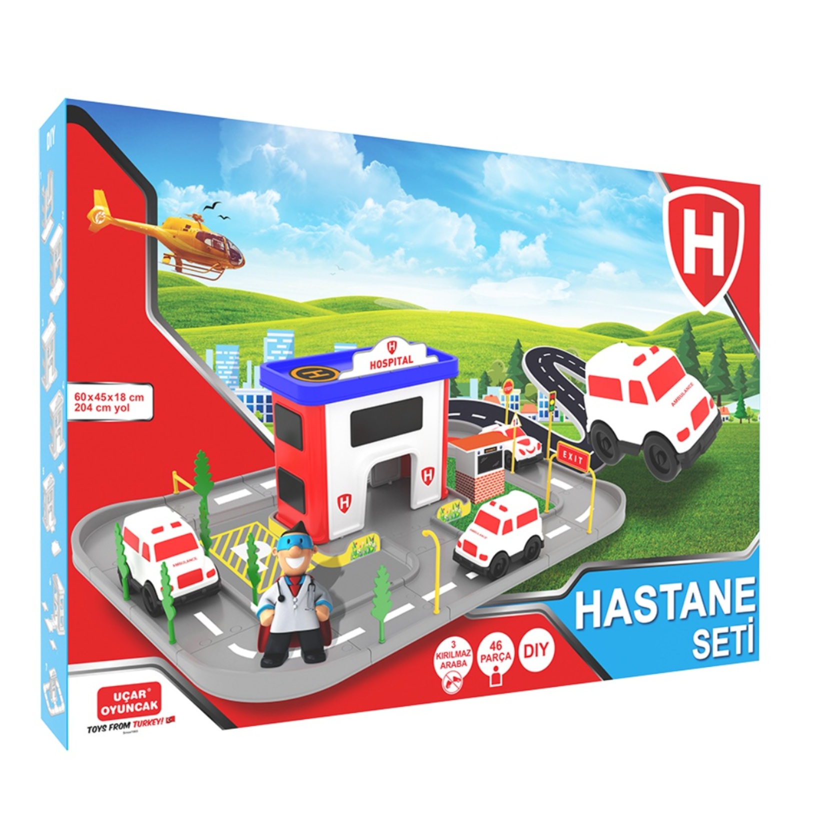 Uçar Oyuncak City Hastane İstasyonlu Parkur 46 Parça A&b - Görsel 1