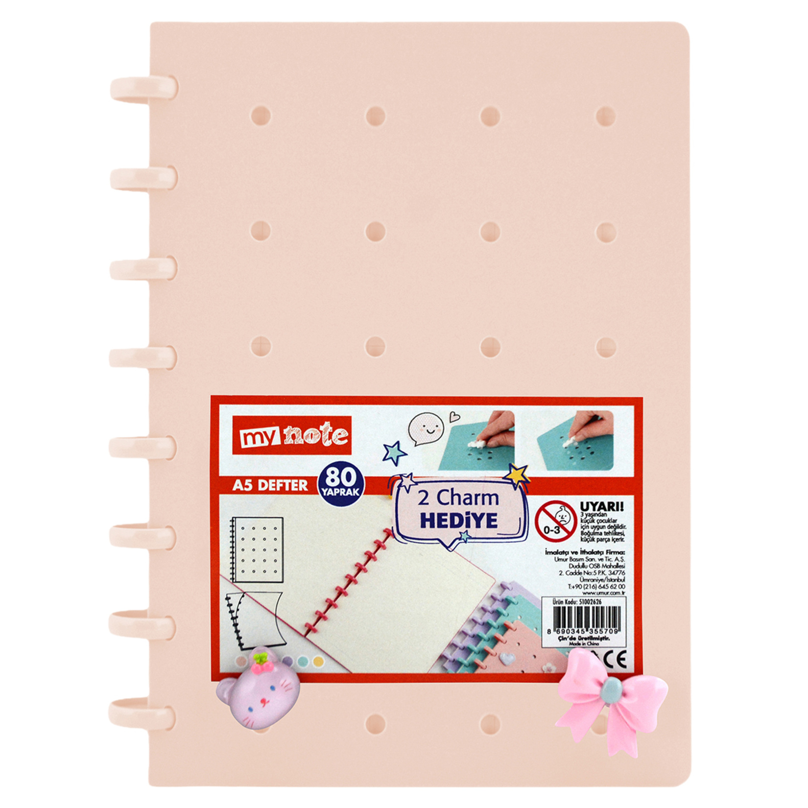 Mynote Mushroom Defter A5 80 Yaprak Charm Hediyeli - Görsel 1