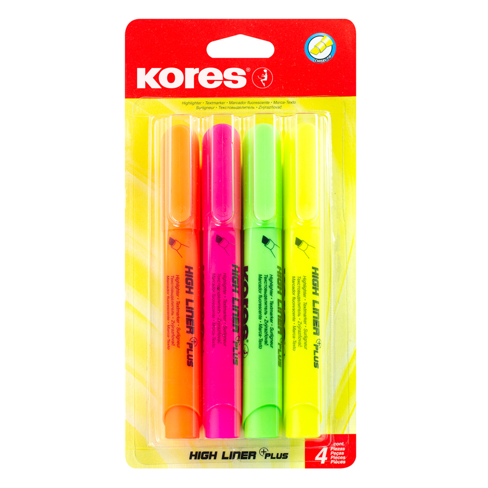 Kores Highliner Plus Fosforlu Kalem 4'lü