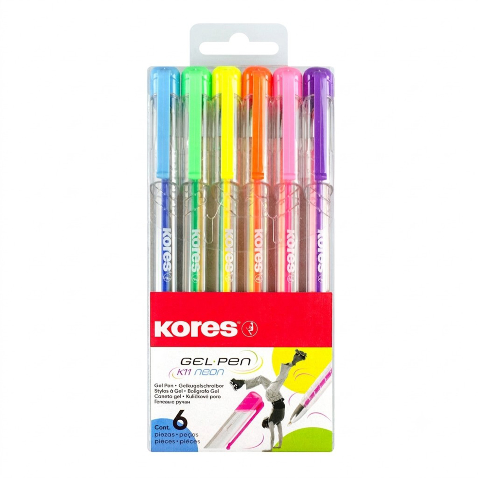 Kores Renkli Jel Kalem Neon 6'lı