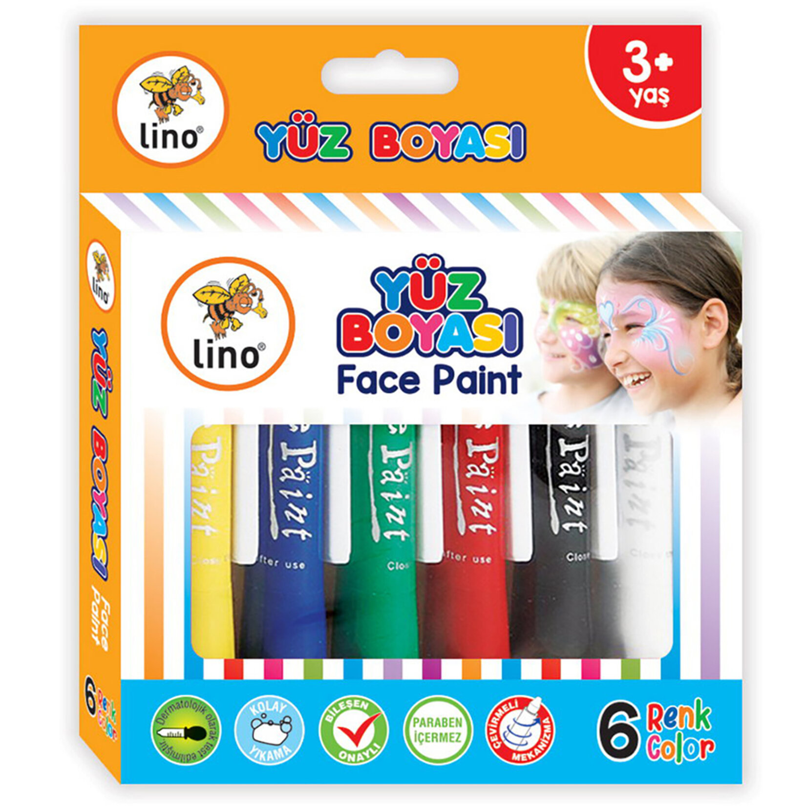 Lino Yıkanabilir Yüz Boyası 6'lı