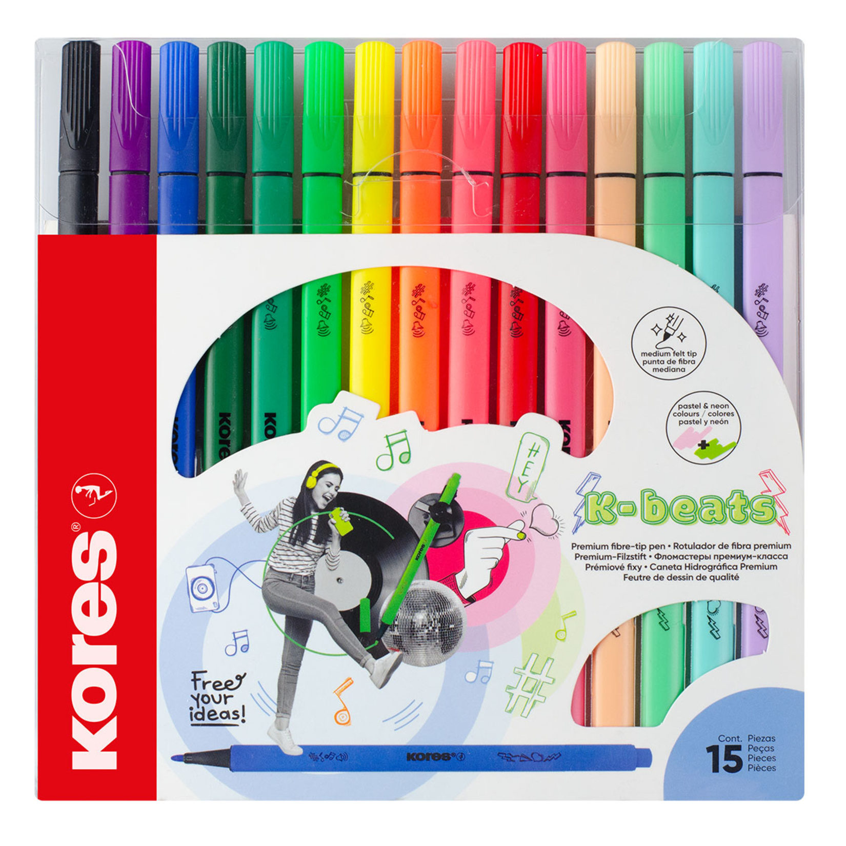 Kores Keçeli Kalem K-beats 1-2 Mm Set 15'li