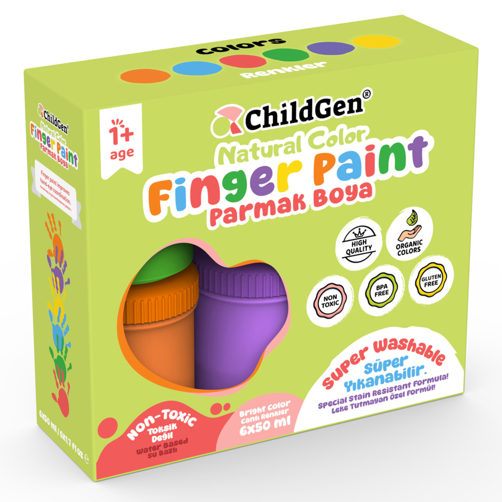 Childgen Süper Yıkanabilir Parmak Boya 6 x 50 Ml