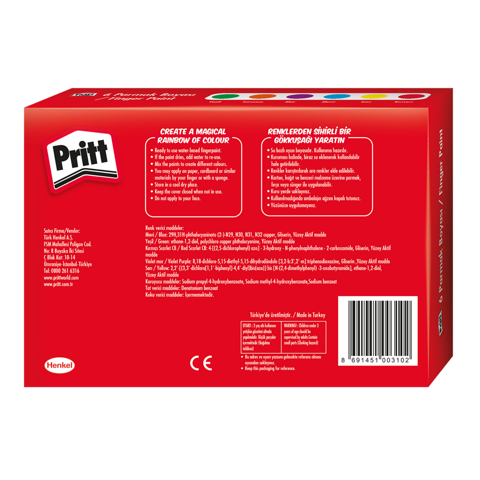 Pritt Parmak Boyası 6x30 ml - Görsel 2