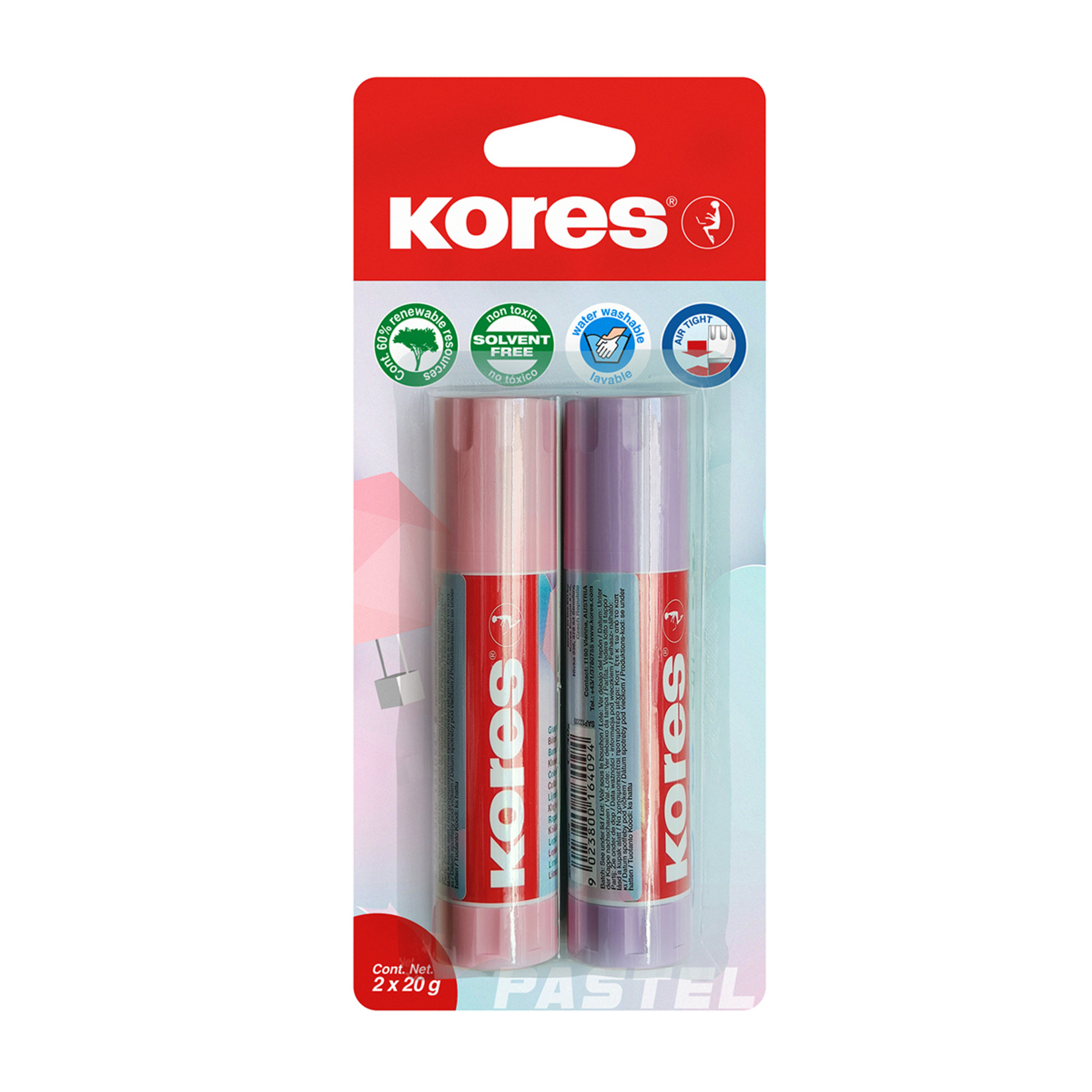 Kores Stick Yapıştırıcı Pastel 2 x 20 G