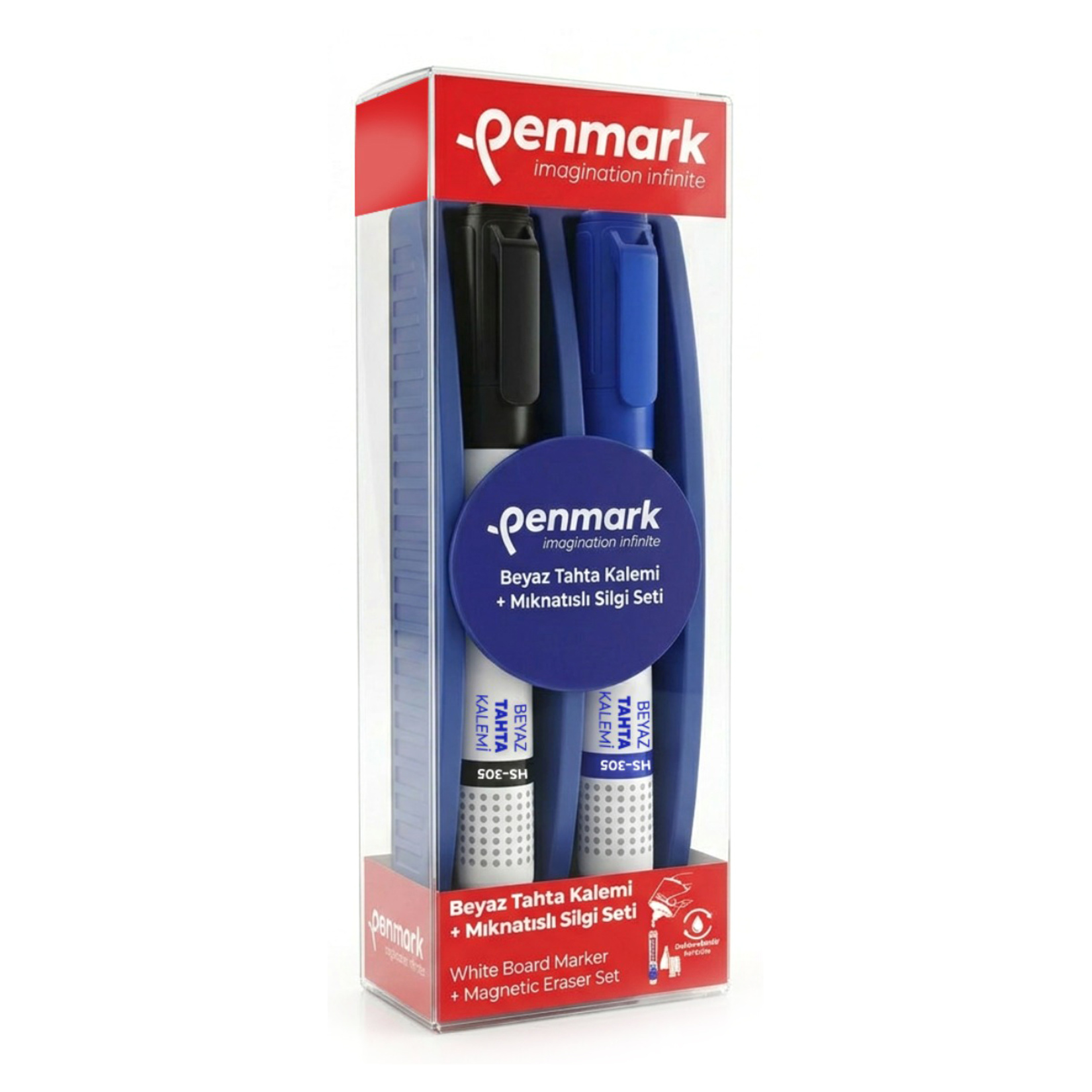 Penmark Mıknatıslı Tahta Silgisi+2'li Tahta Kalem