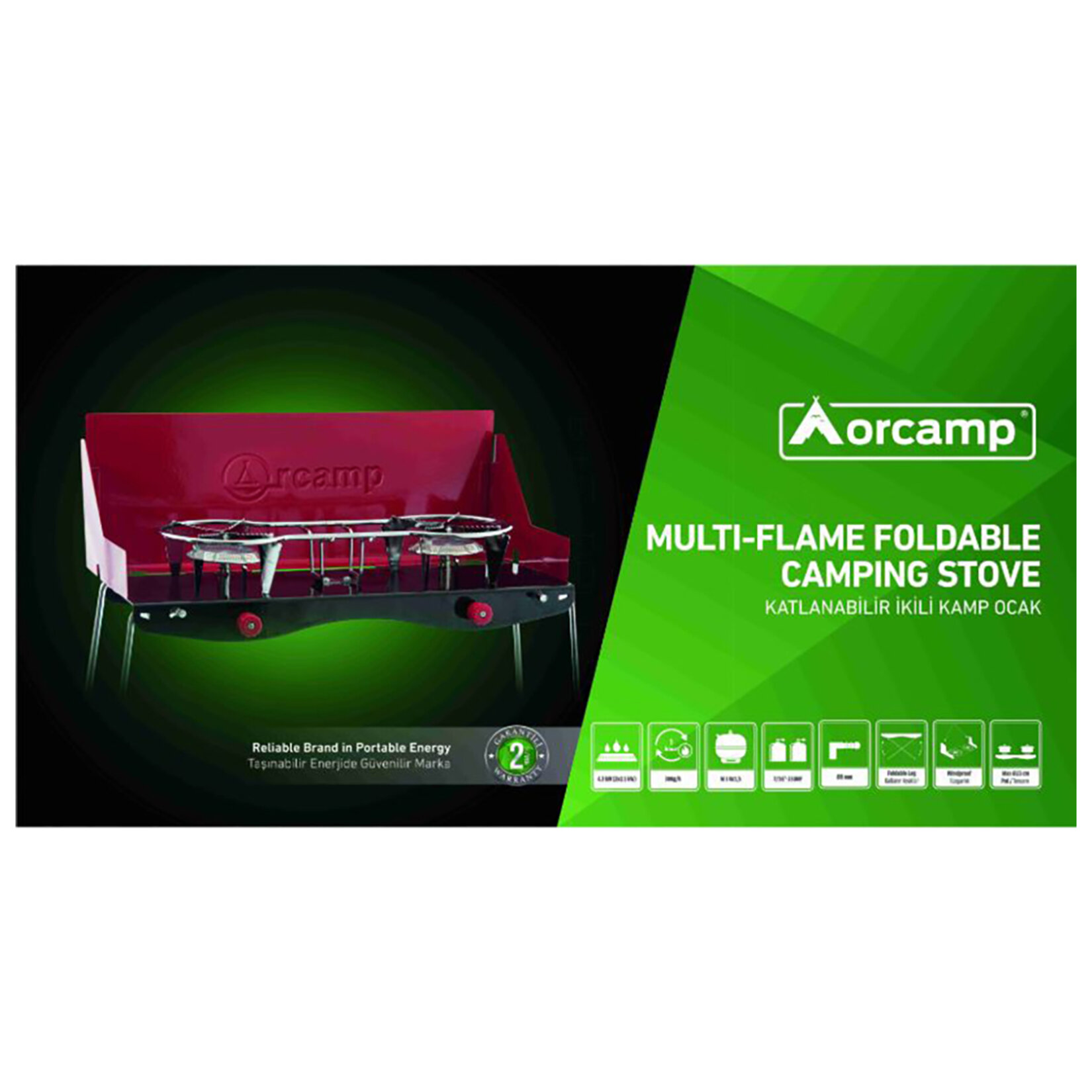 Orcamp Katlanabilir Kamp K-629 Ocağı 2'li - Görsel 1
