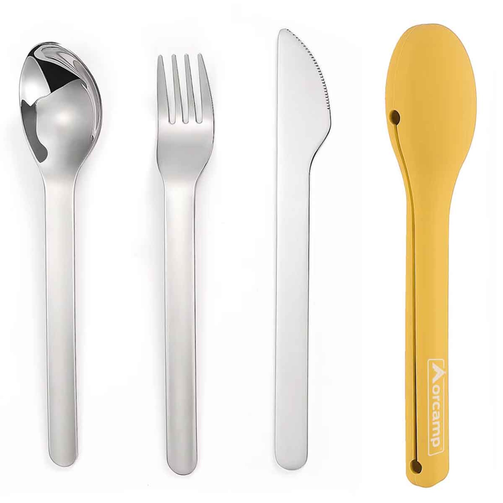 Orcamp OUT-1970 Çatal Kaşık Bıçak Seyahat Set Sarı - Görsel 1