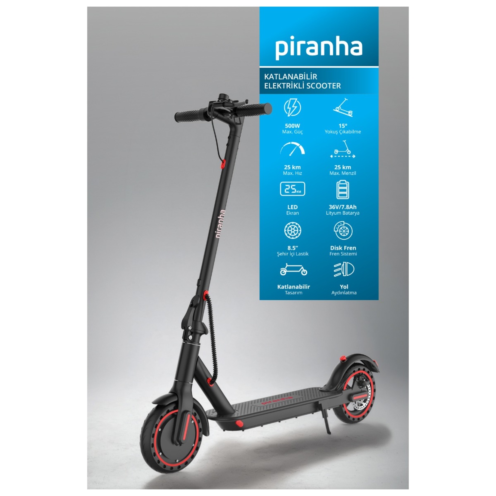 Piranha 5010-K 500W E-Scooter - Görsel 4
