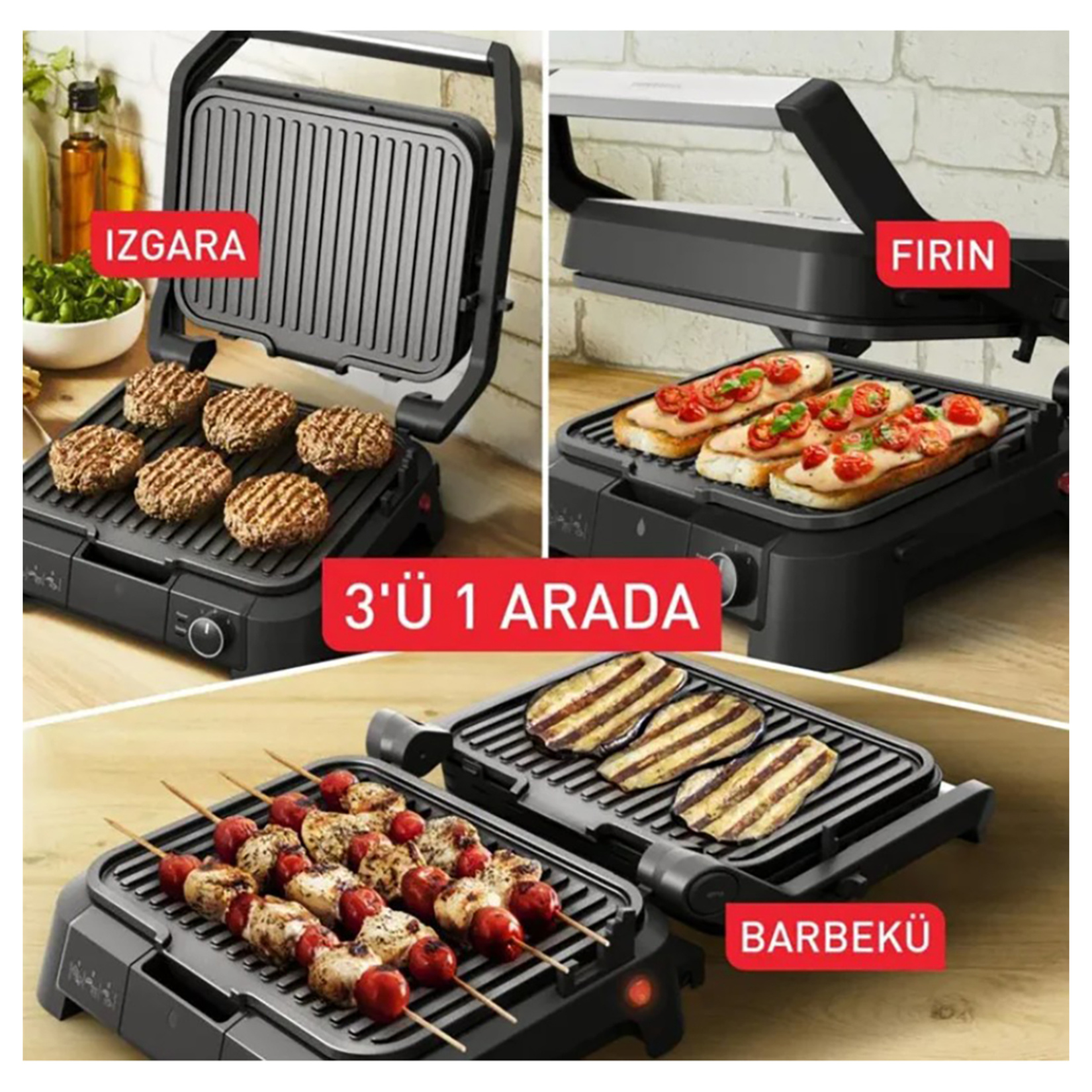 Tefal Supergrill 3In1 2000W Izgara & Tost Makinesi Inox - Görsel 3
