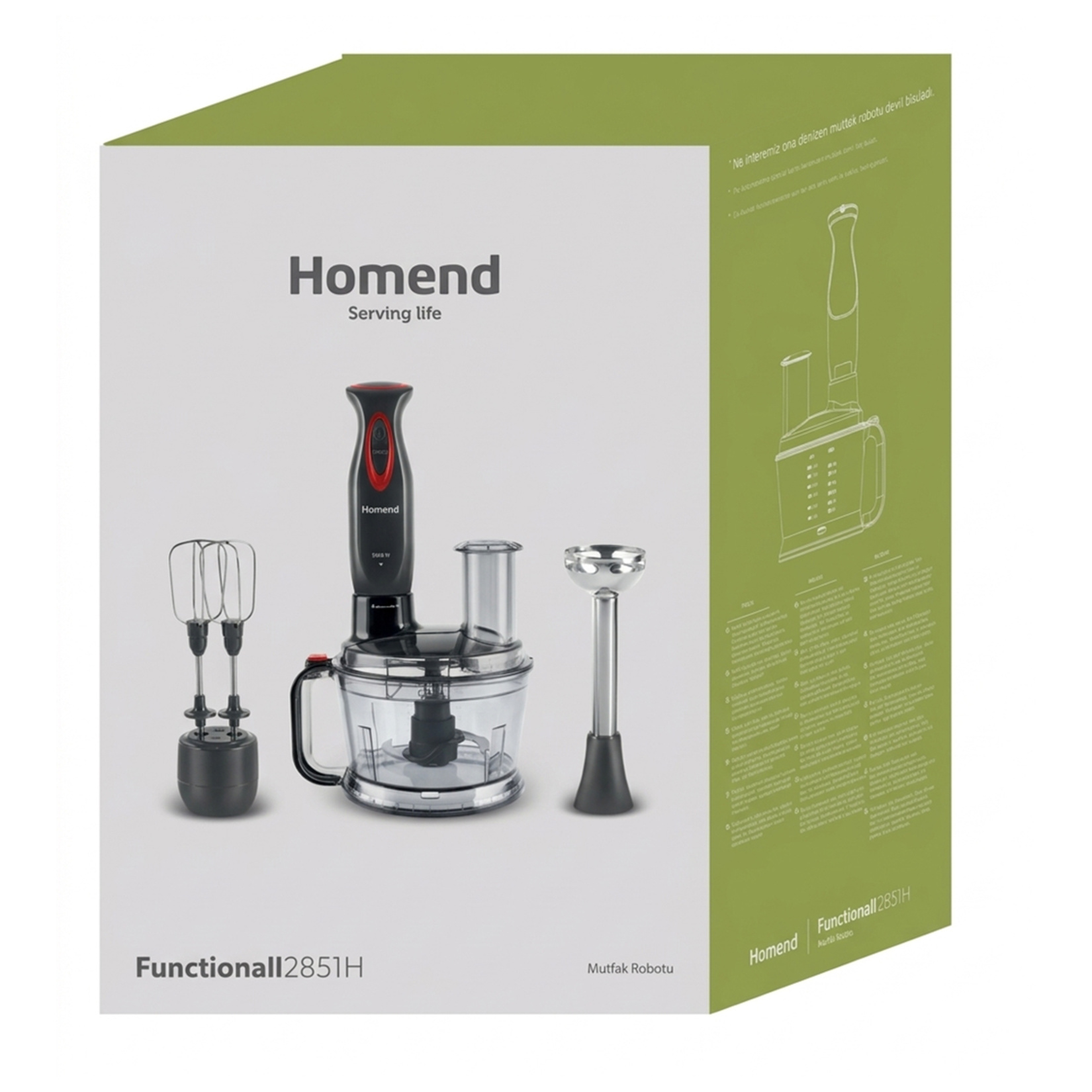 Homend Functionall 2851H Mutfak Robotu Blender Siyah Kırmzı - Görsel 2