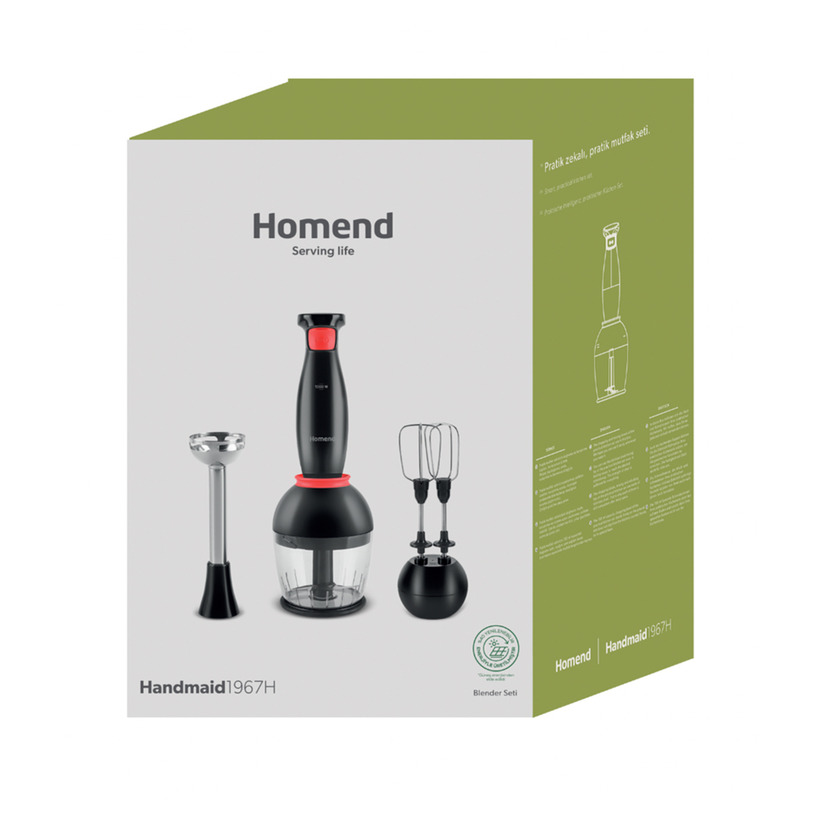 Homend Handmaid 1967H Blender Set Siyah Kırmızı - Görsel 2