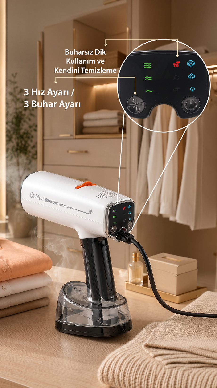 Kiwi KSI-6490 Vakumlu Buharlı Kırışıklık Giderici - Görsel 4