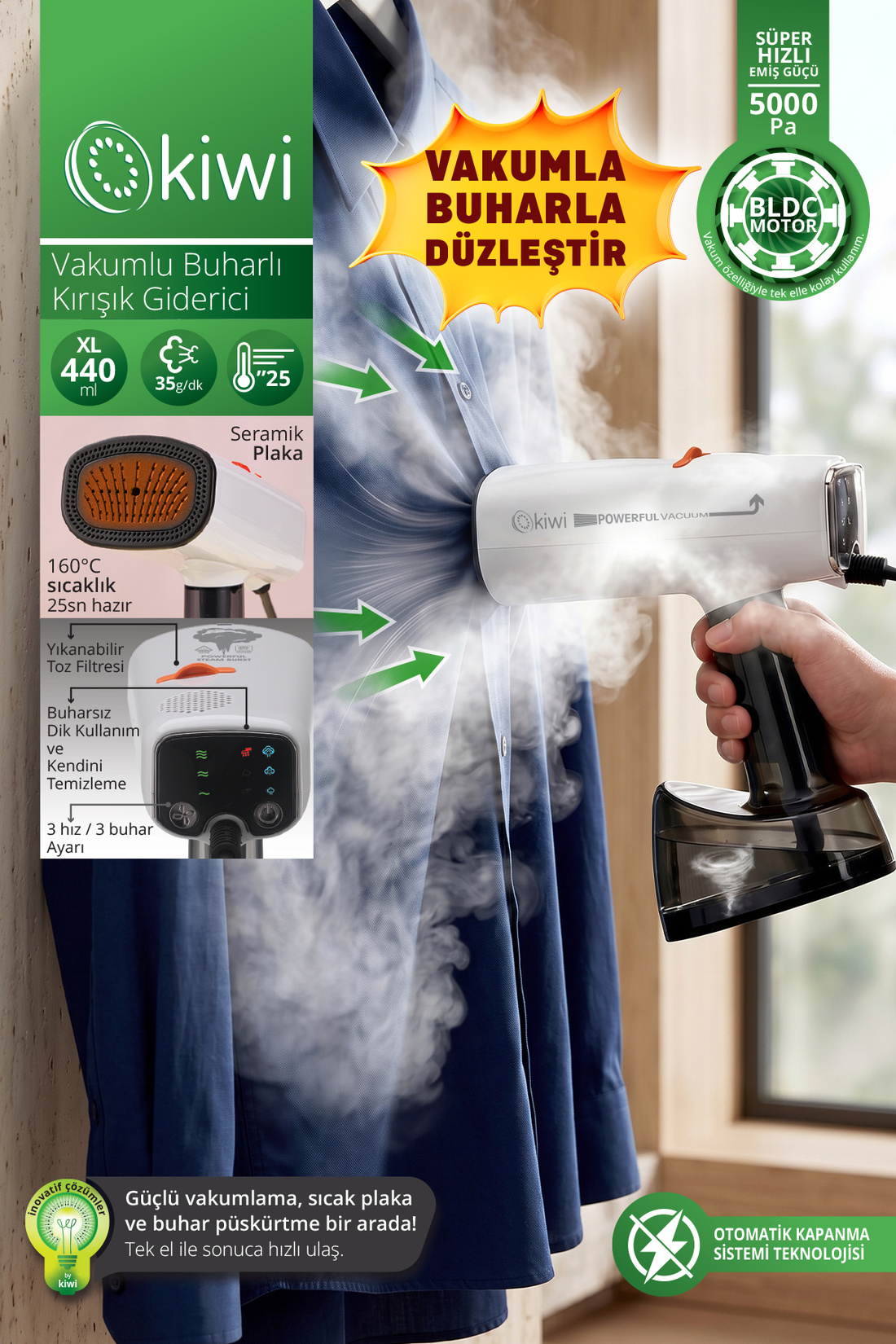Kiwi KSI-6490 Vakumlu Buharlı Kırışıklık Giderici - Görsel 7