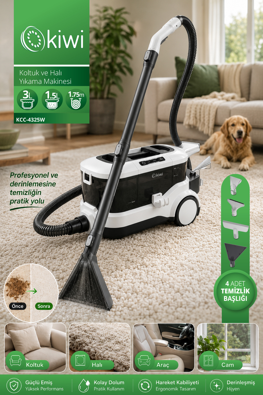 Kiwi KCC-4325W Koltuk ve Halı Yıkama Makinesi