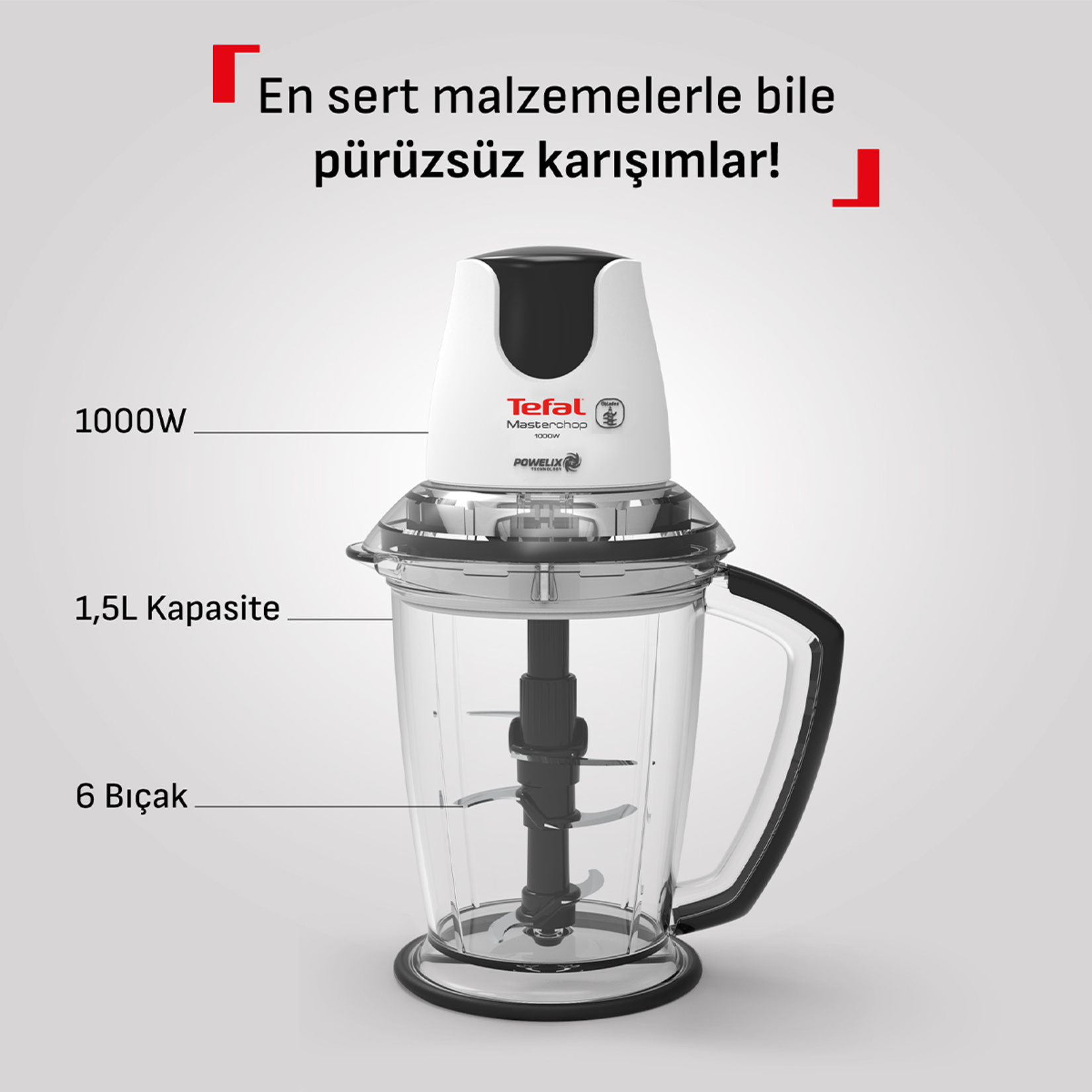 Tefal Masterchop Powelix Ekstra 6 Bıçaklı 1000W - Görsel 2