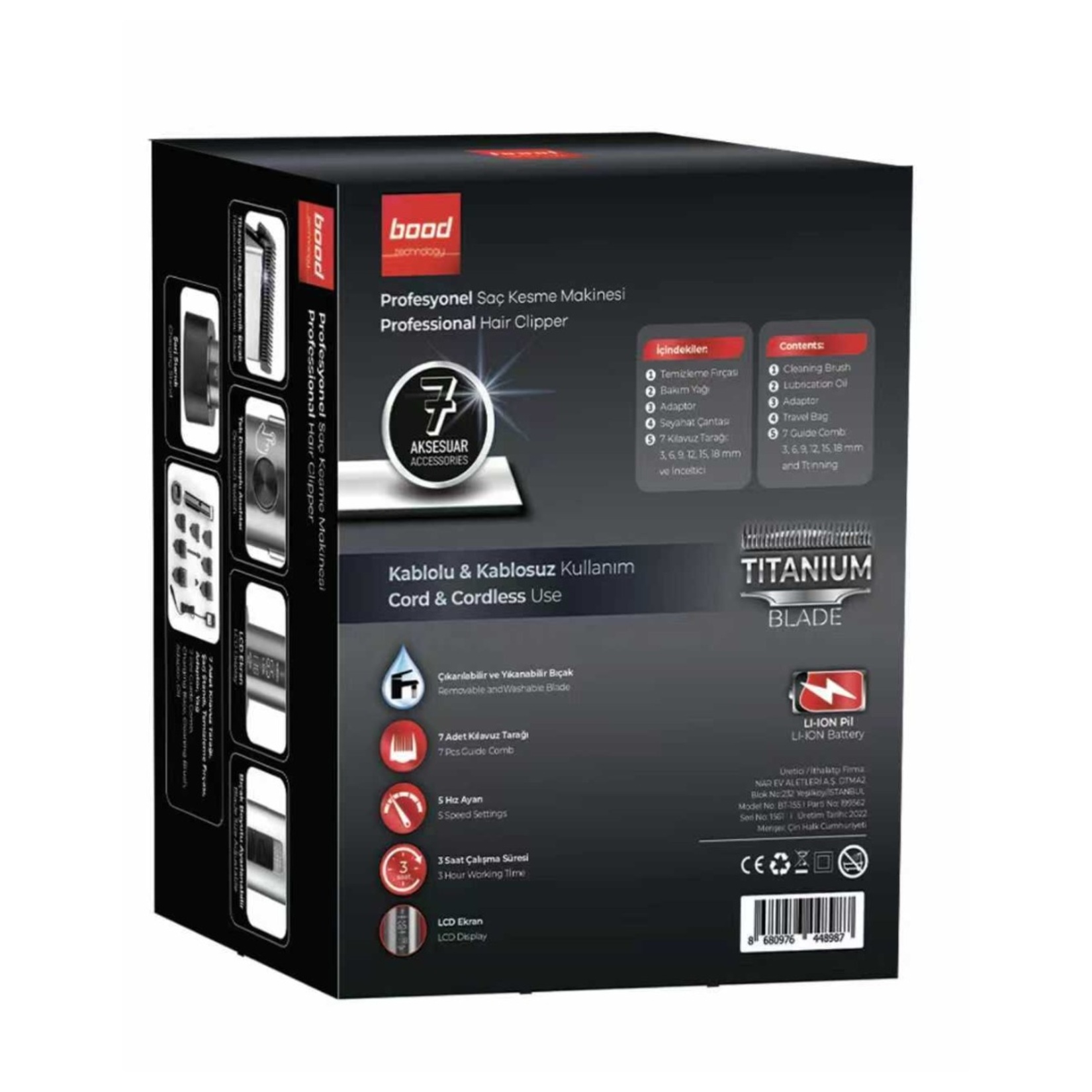 Bood Profesyonel Saç Kesme & Tıraş Makinesi BT-155 - Görsel 2