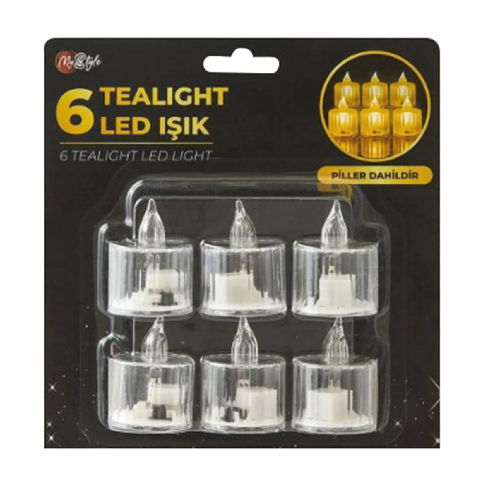 Mystyle Dekoratif Kristal Led Tealight Mum 6'lı - Görsel 1