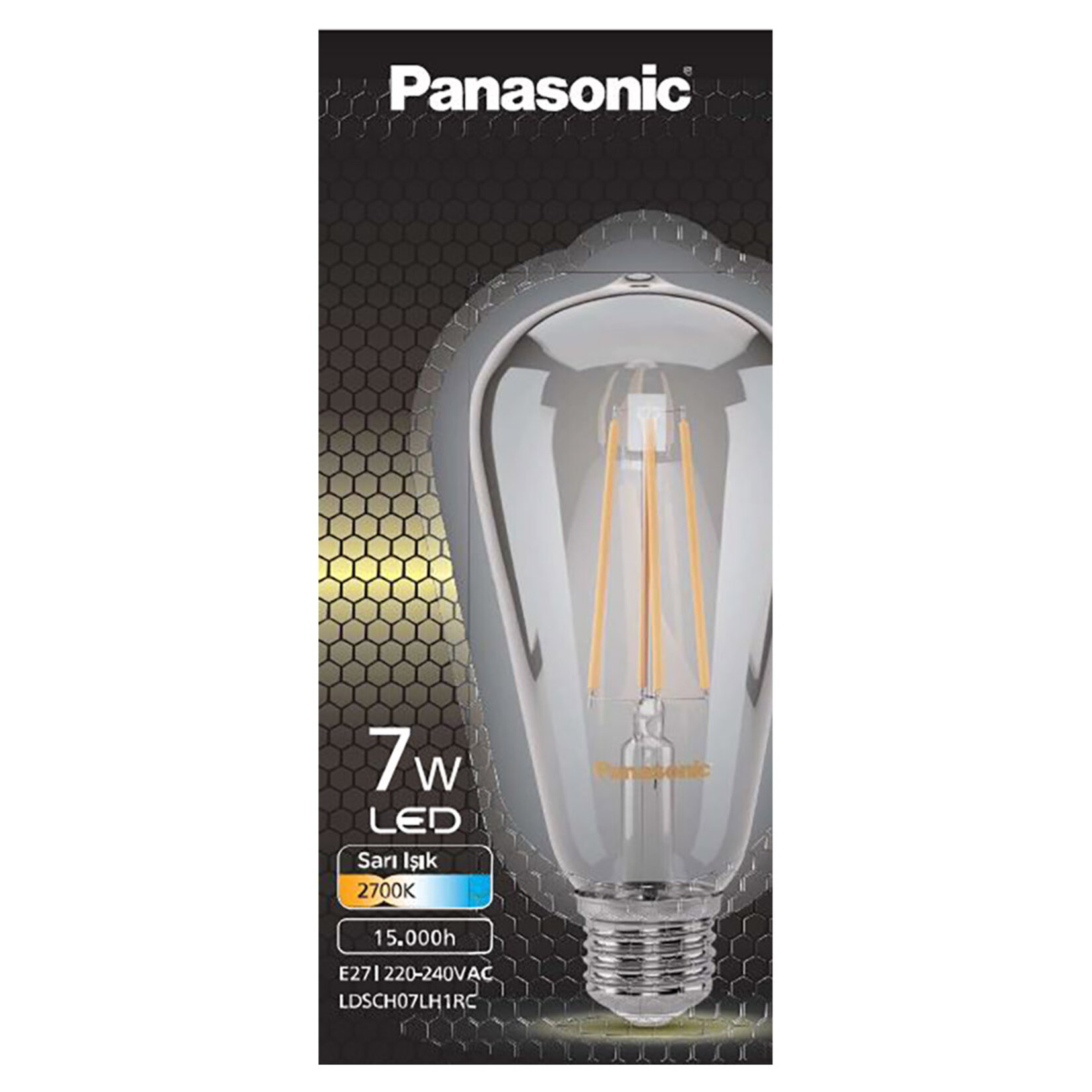 Panasonic E27 Led Fılaman ST64 Rustik Sarı Işık - Görsel 1
