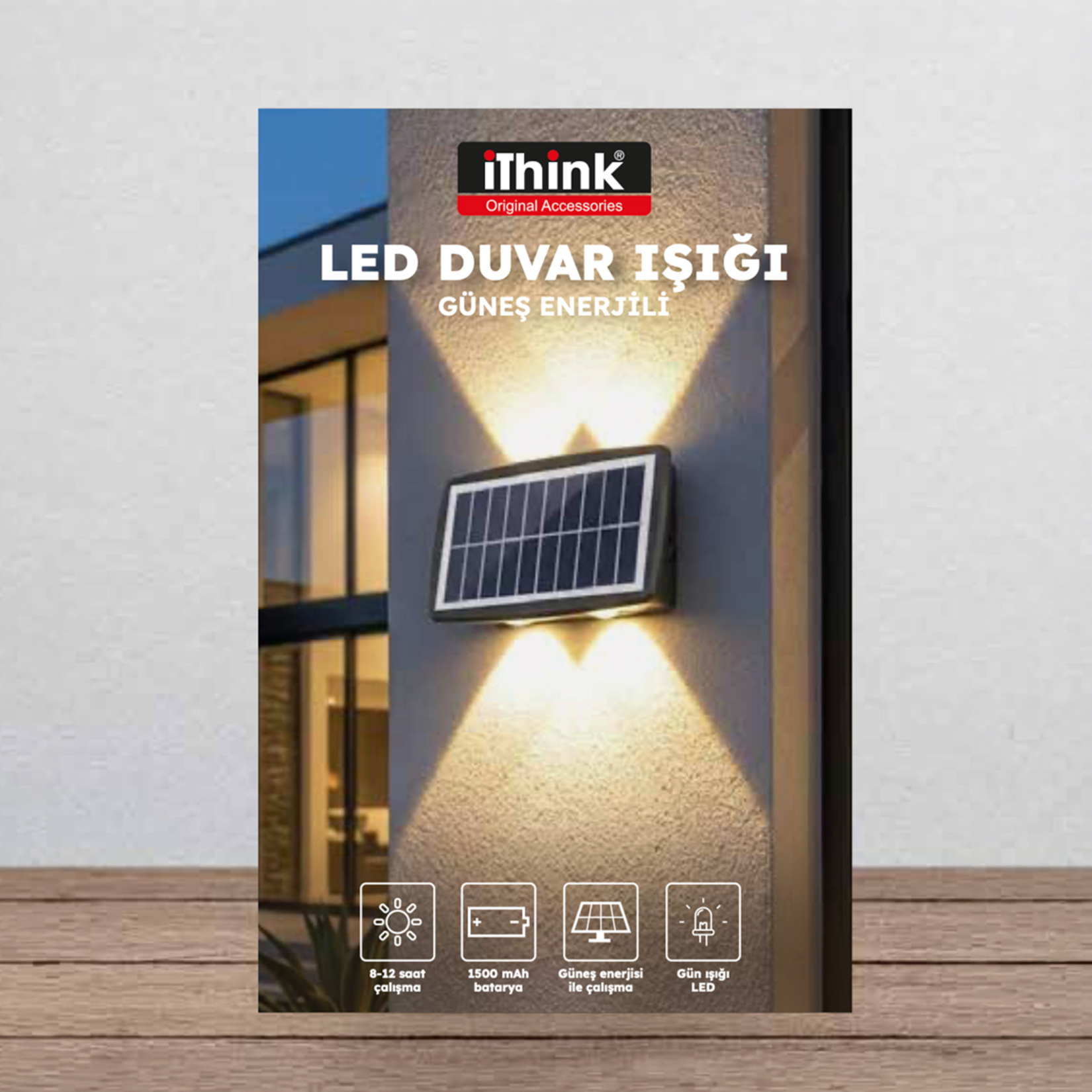 Ithink Solar Led Duvar Işığı Çift Lamba LS-140 - Görsel 1