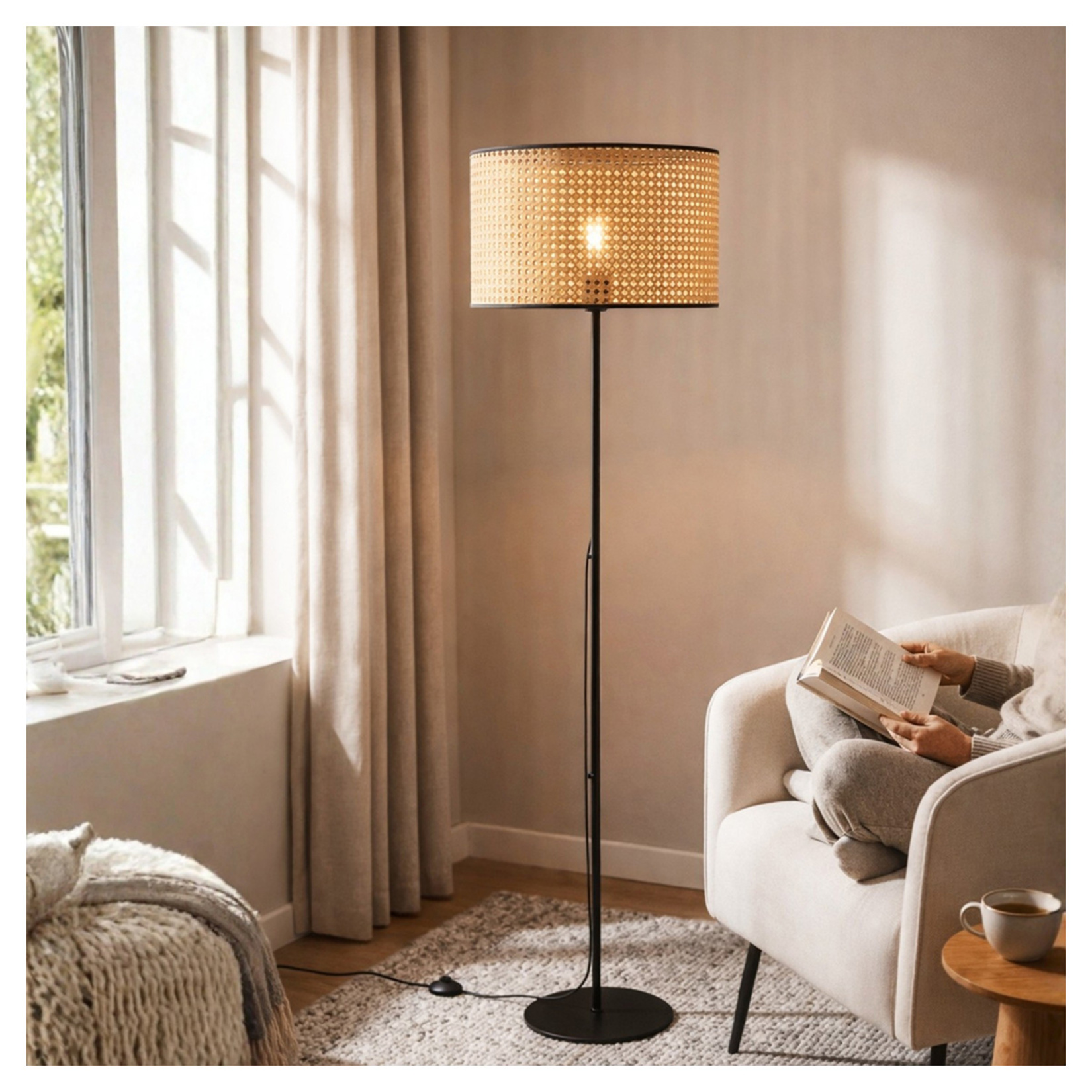 Homing Brooks Metal Gövde Rattan Lambader 241611 - Görsel 2