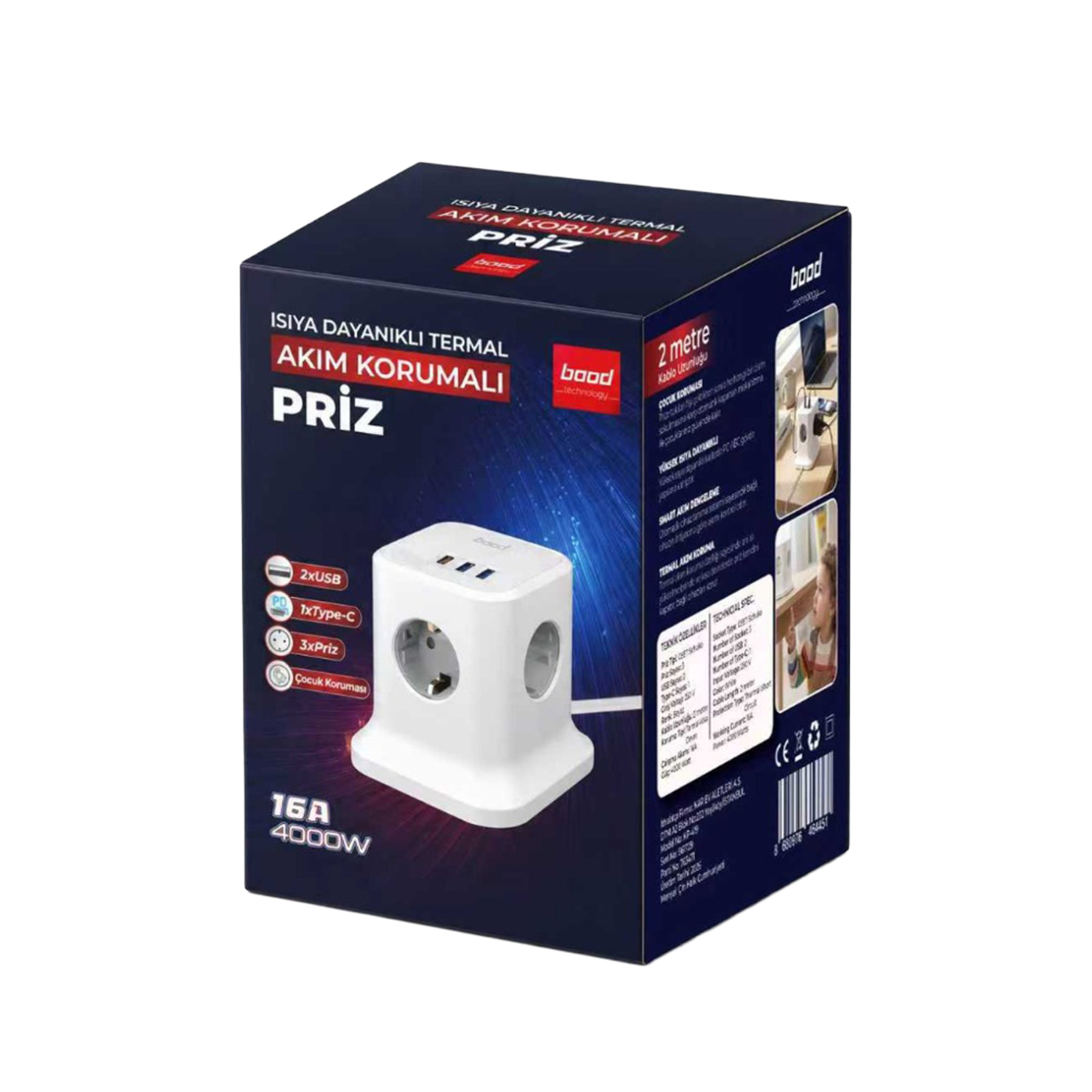 Bood Isıya Dayanıklı Termal Akım Koruma Priz KP-419