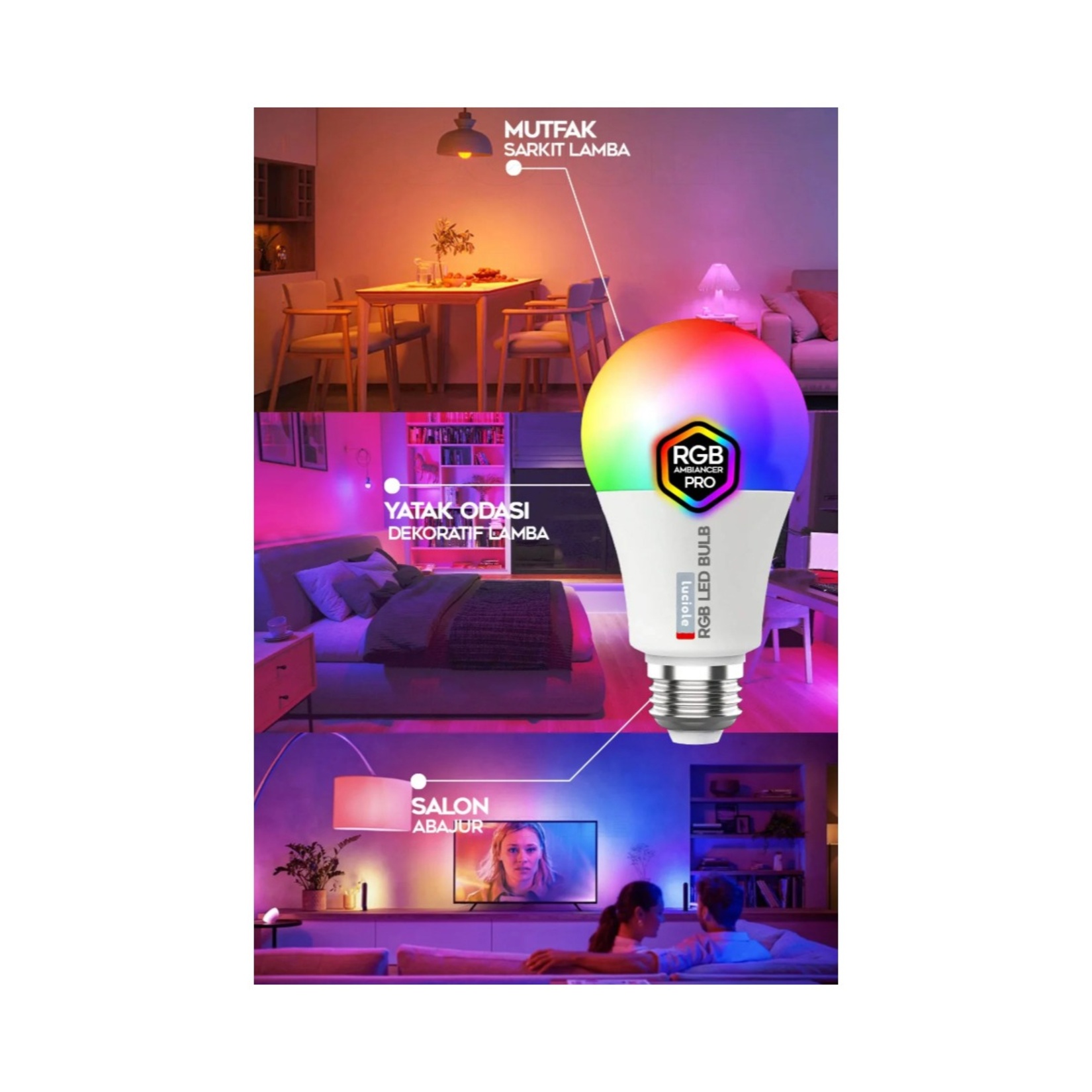i'think Rgb Renkli Kumandalı Led Ampul LP-42 - Görsel 2