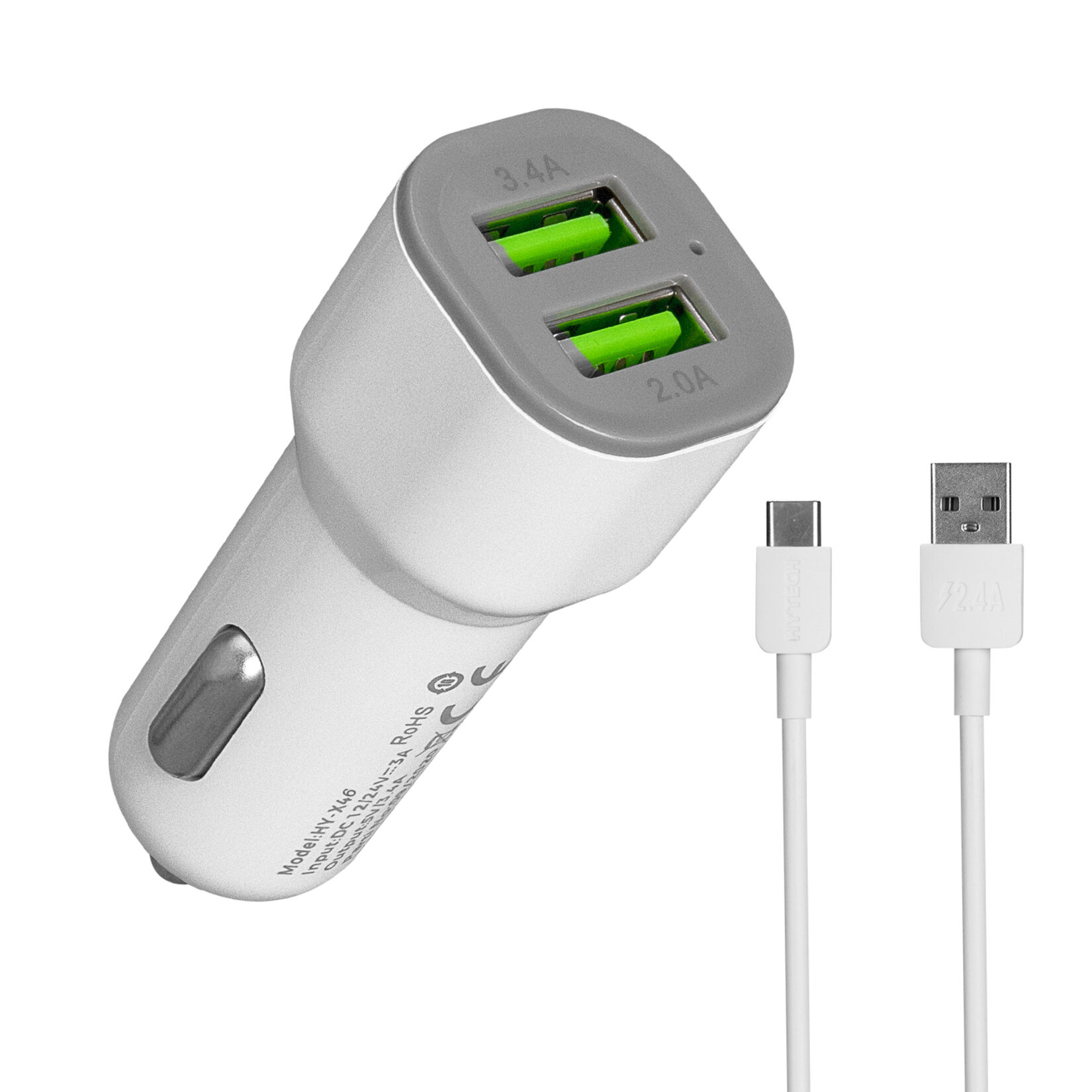 Hytech Type-c 3.4A 2 Usb'lı Araç Şarj Cihazı - Görsel 1
