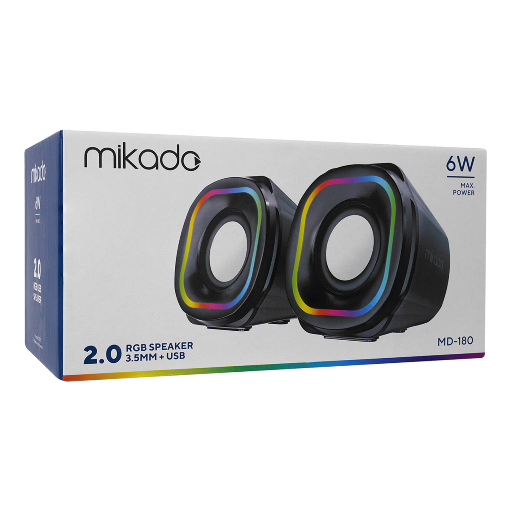 Mikado MD-180 2.0 3W * 2 Siyah RGB Aydınlatıcı USB + Hoparlör