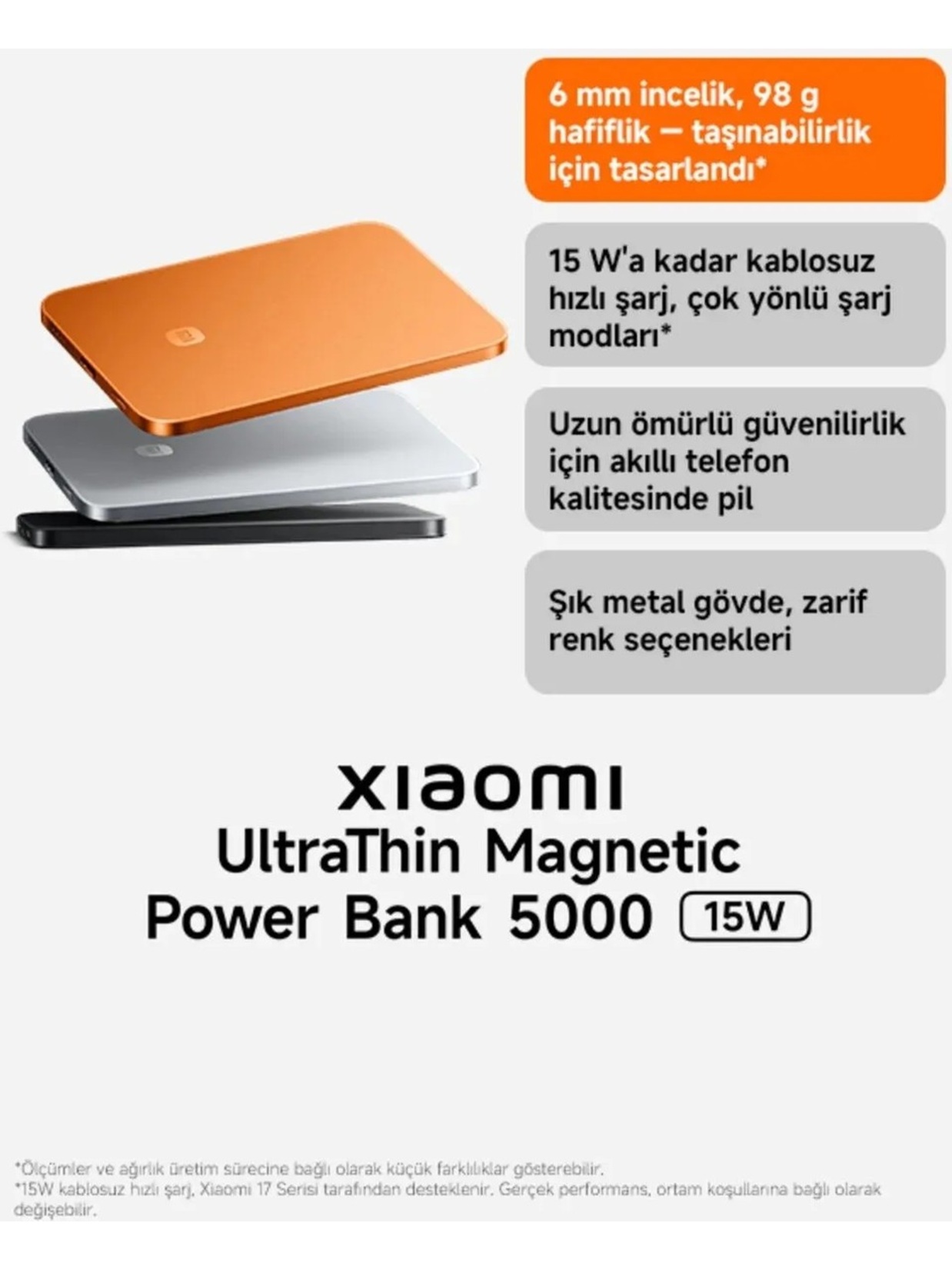 Xiaomi Ultrathin Magnetic Powerbank 5000 Mah 15 W Siyah - Görsel 2