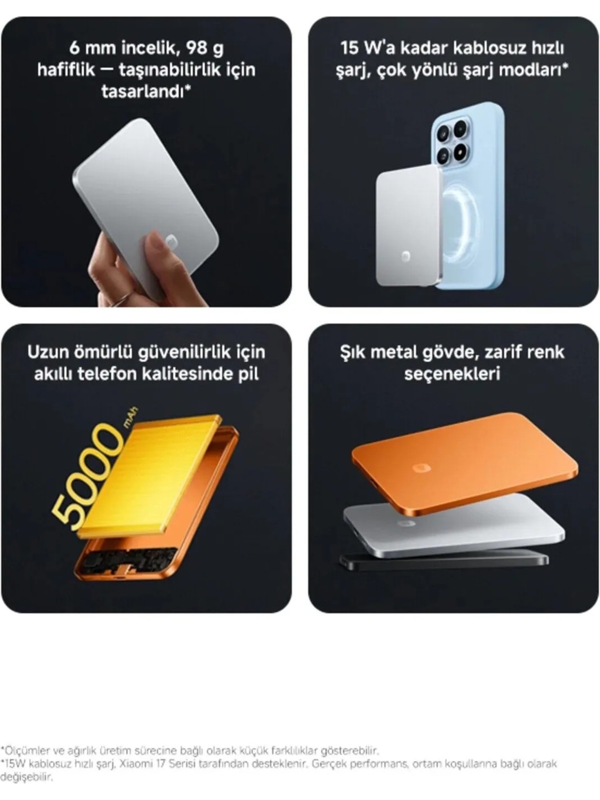 Xiaomi Ultrathin Magnetic Powerbank 5000mAh 15W Gümüş - Görsel 3