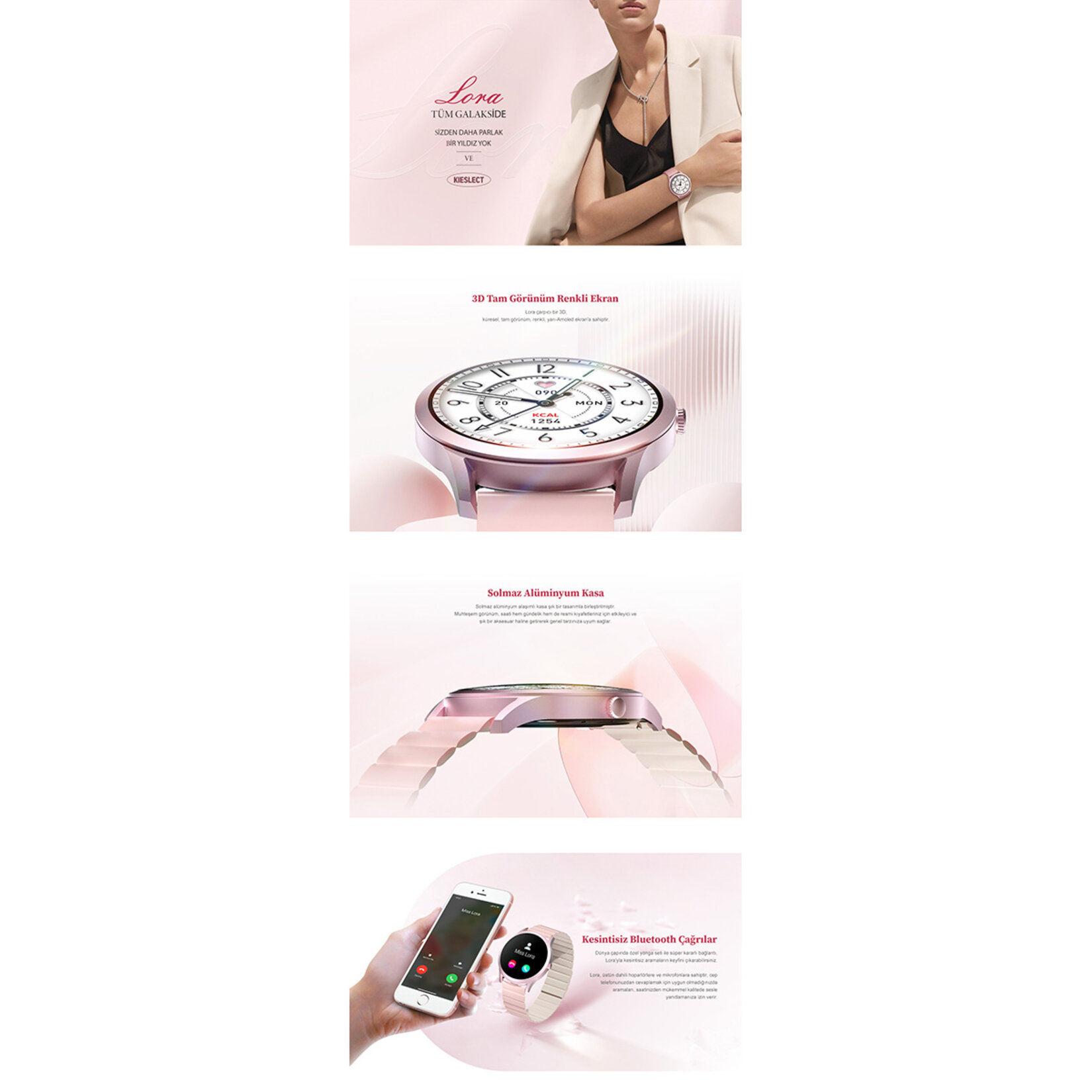 Kieslect Lora Sesli Asistan Akıllı Saat Mor - Görsel 5