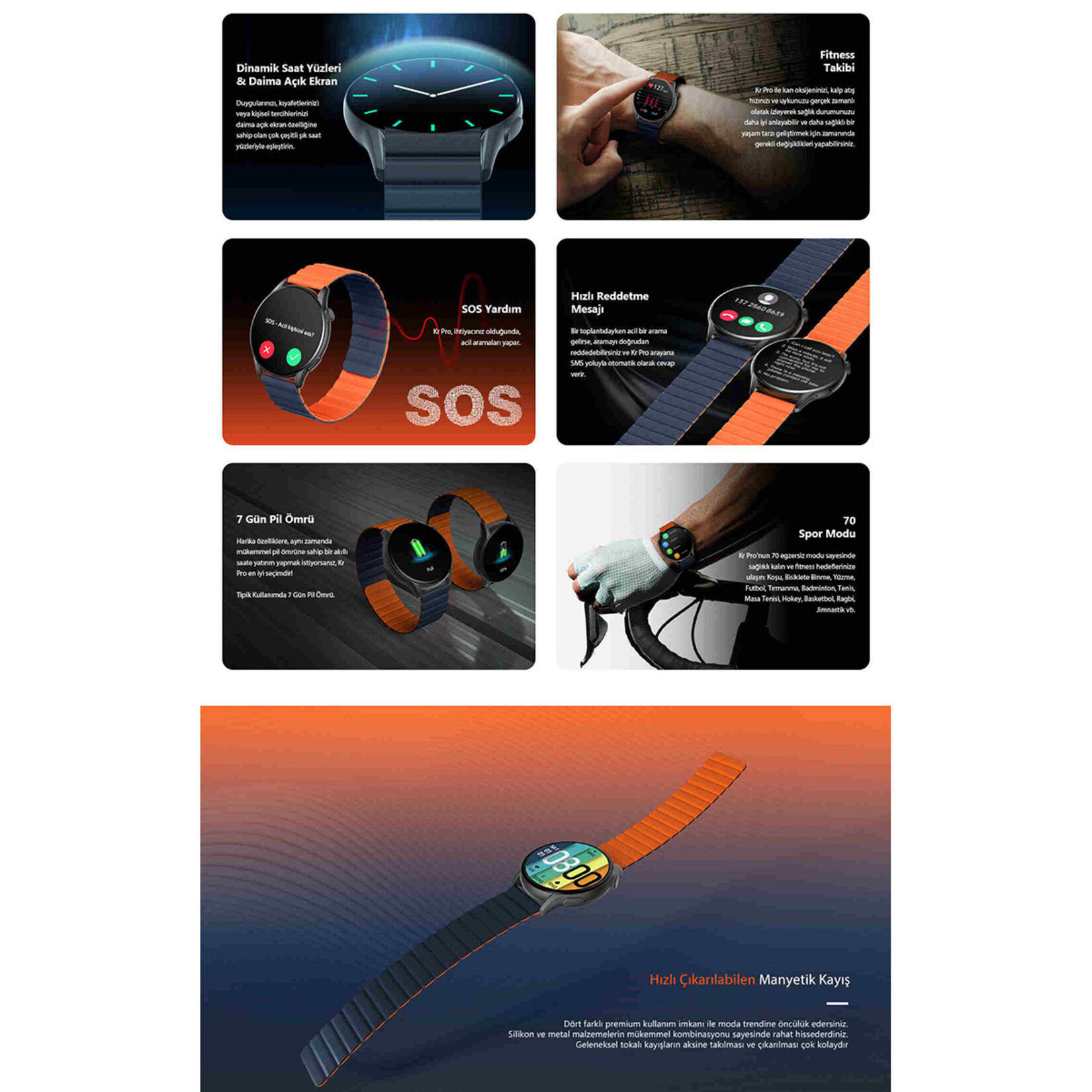 Kieslect KR Pro Amoled Ekranlı Akıllı Saat - Görsel 8