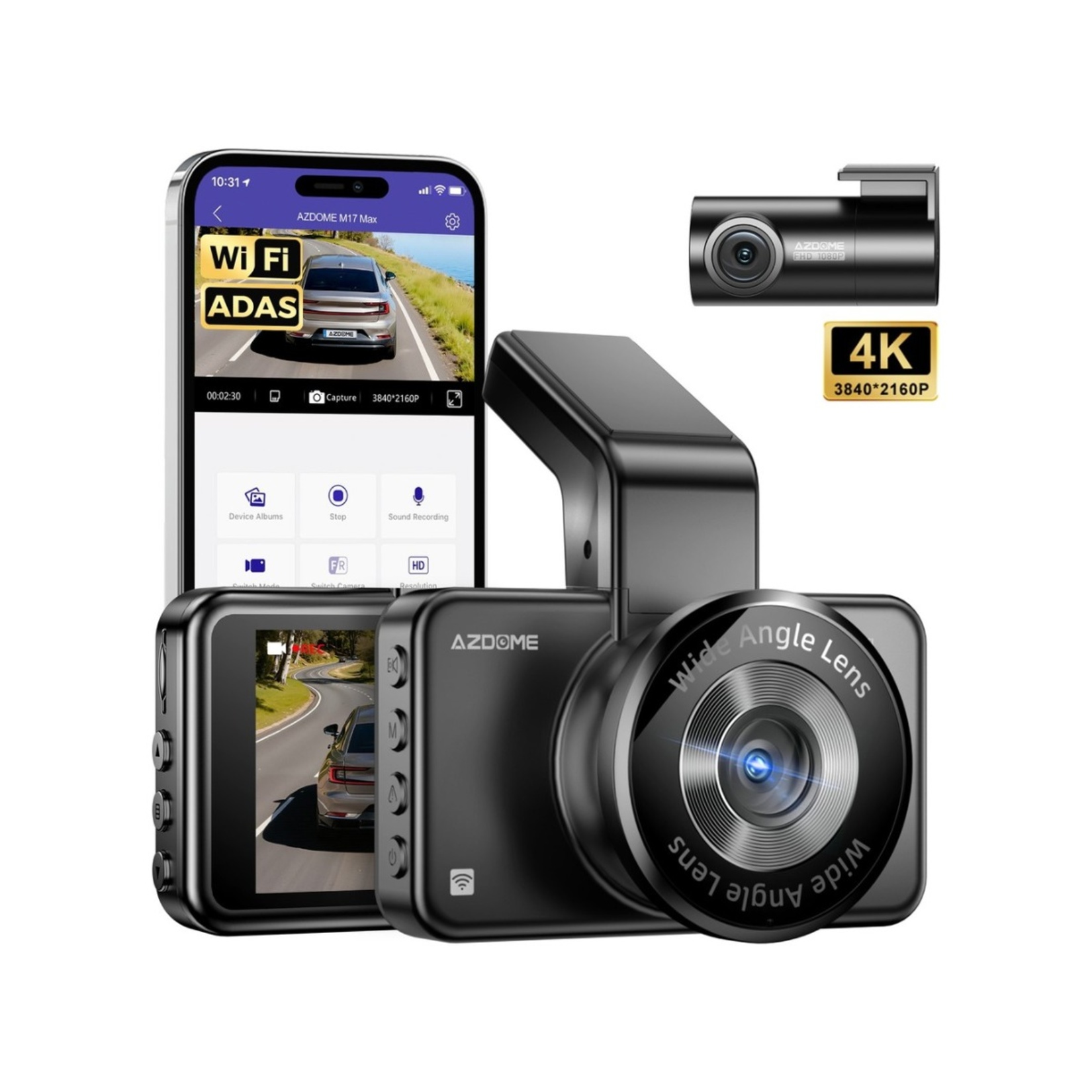Azdome M17 Max 4K 2 Kameralı Adas Araç Kamerası - Görsel 1