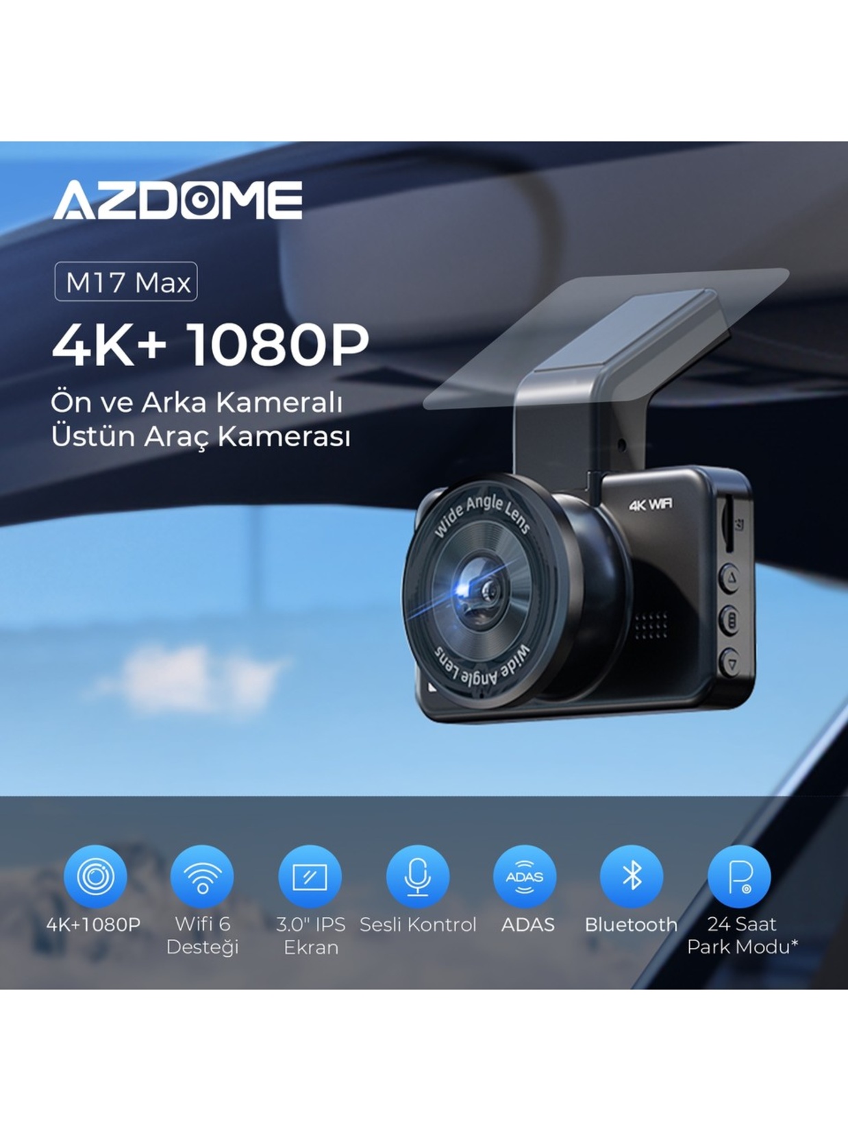 Azdome M17 Max 4K 2 Kameralı Adas Araç Kamerası - Görsel 2